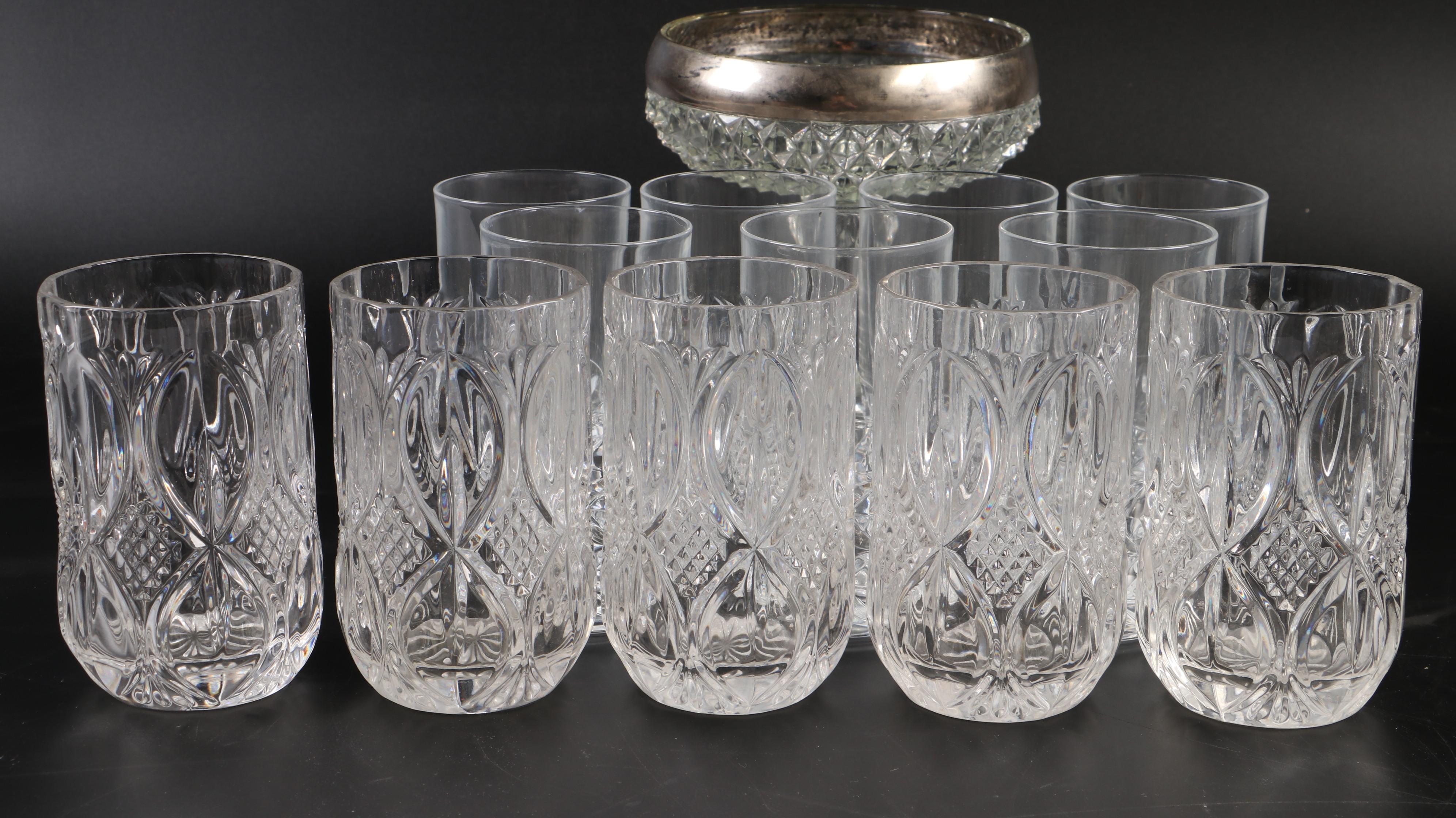 Cristal d'Arques Durand "Diamond" Highball Glasses with Other Crystal Tableware