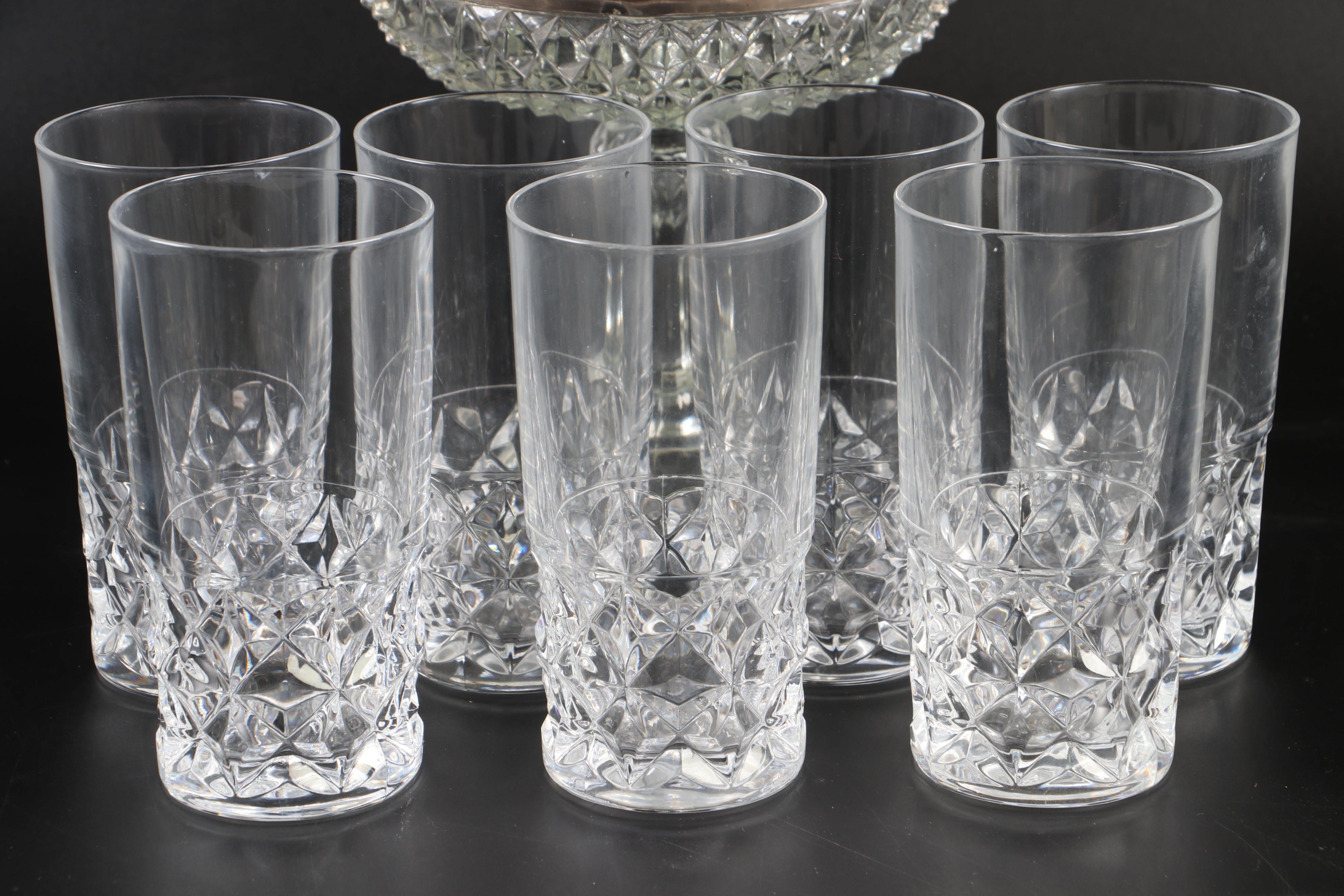 Cristal d'Arques Durand "Diamond" Highball Glasses with Other Crystal Tableware