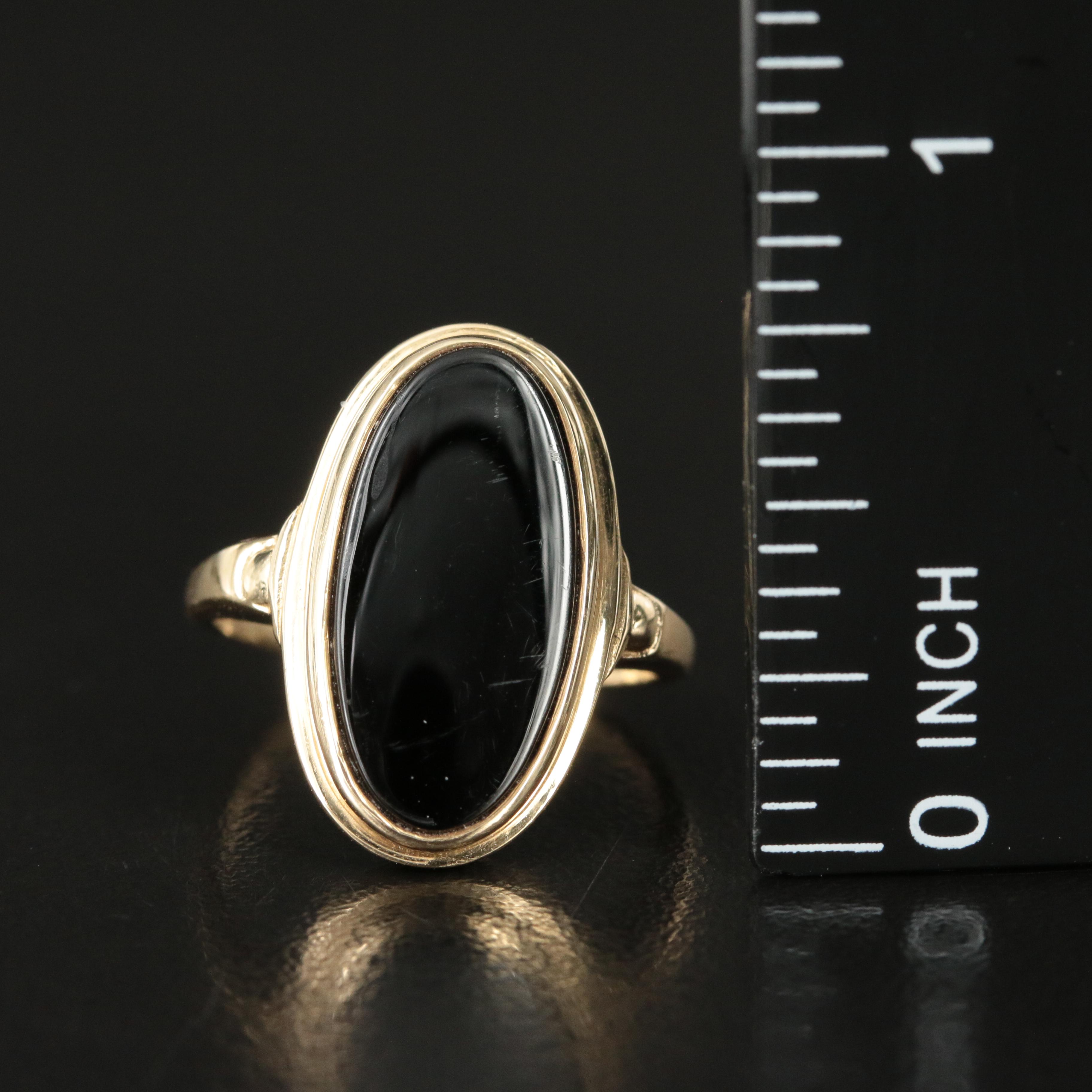 14K Black  Onyx Oval Signet Ring