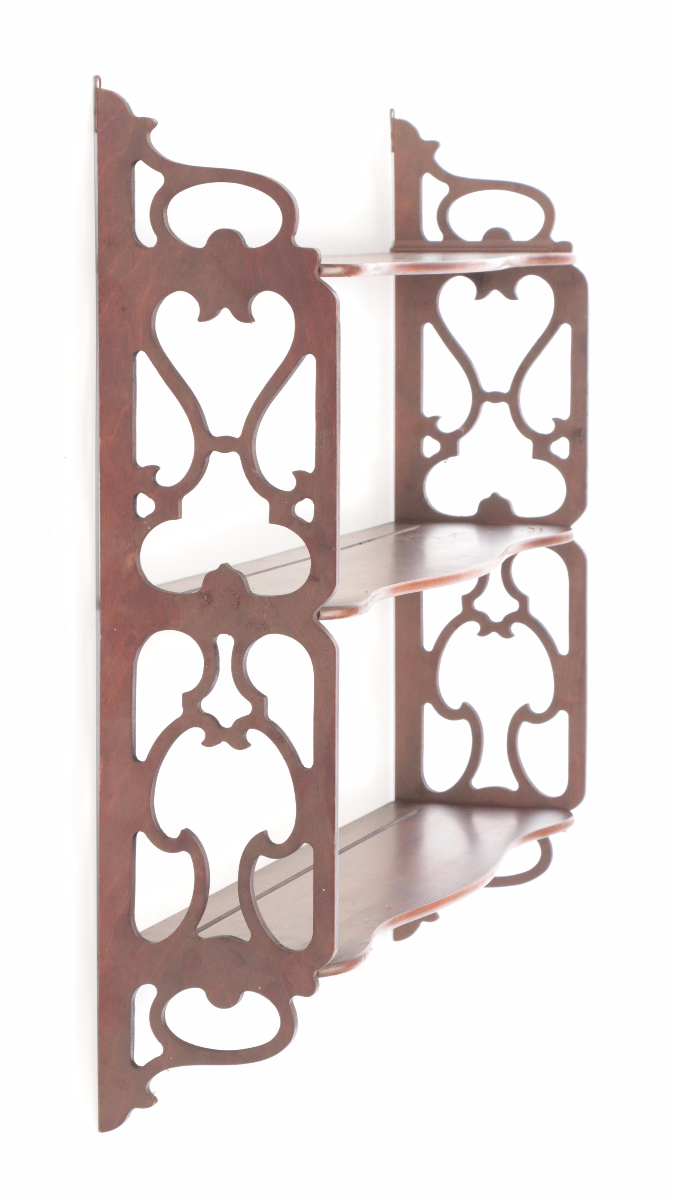 Chinese Chippendale Style Mahogany Fretwork Hanging Shelf, 20th Century