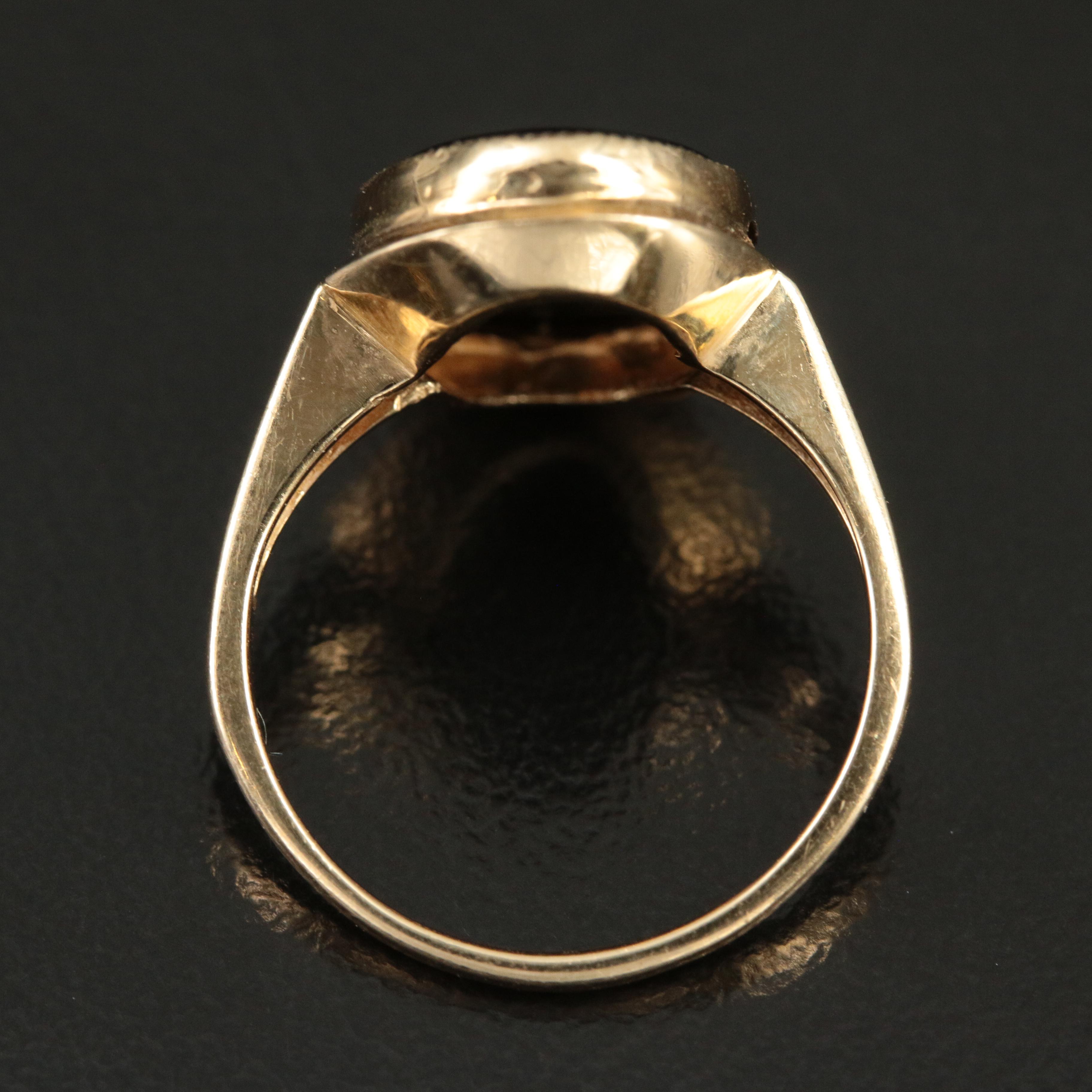 14K Black Onyx Oval Signet Ring