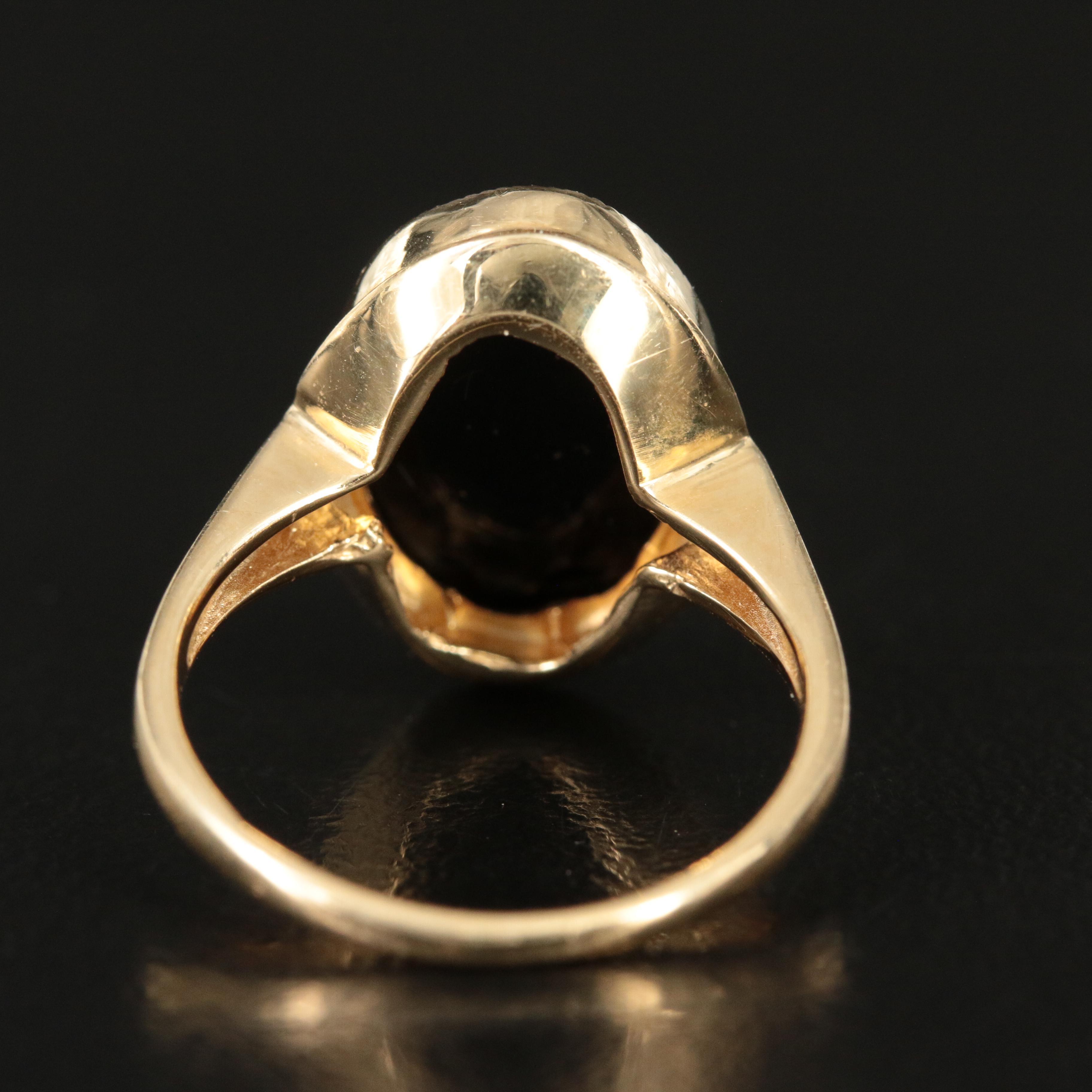 14K Black Onyx Oval Signet Ring