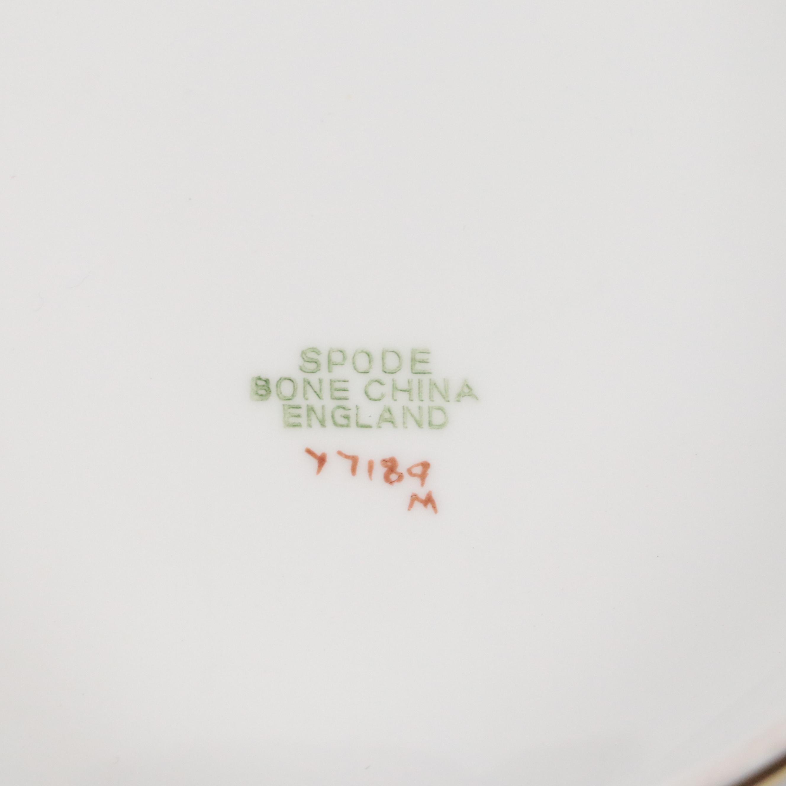 Spode Green Floral Motif and Trim Bone China Salad Serving Bowl