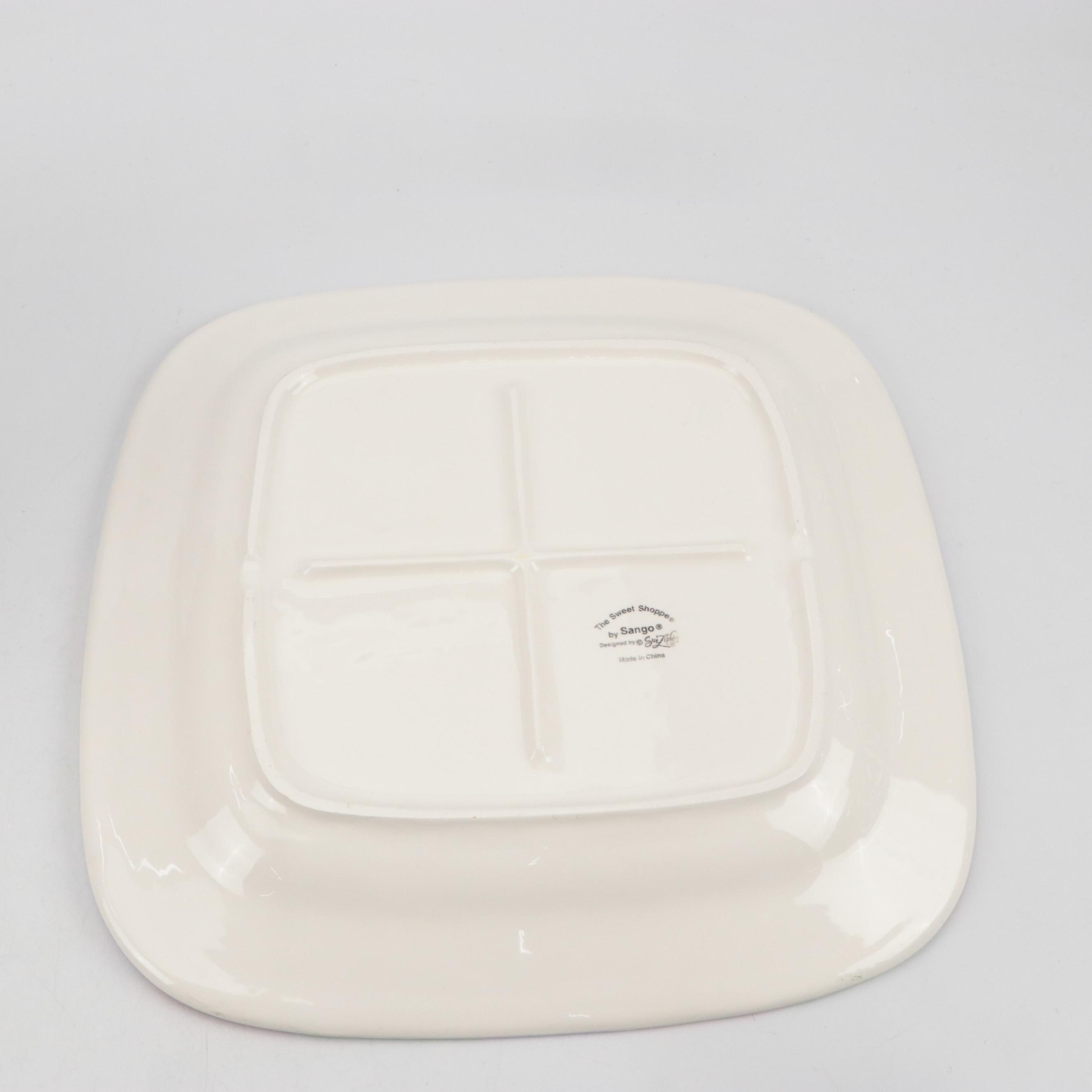 Sango Ceramic Serving Platter with Anchor Hocking Glass Beer Mug and More