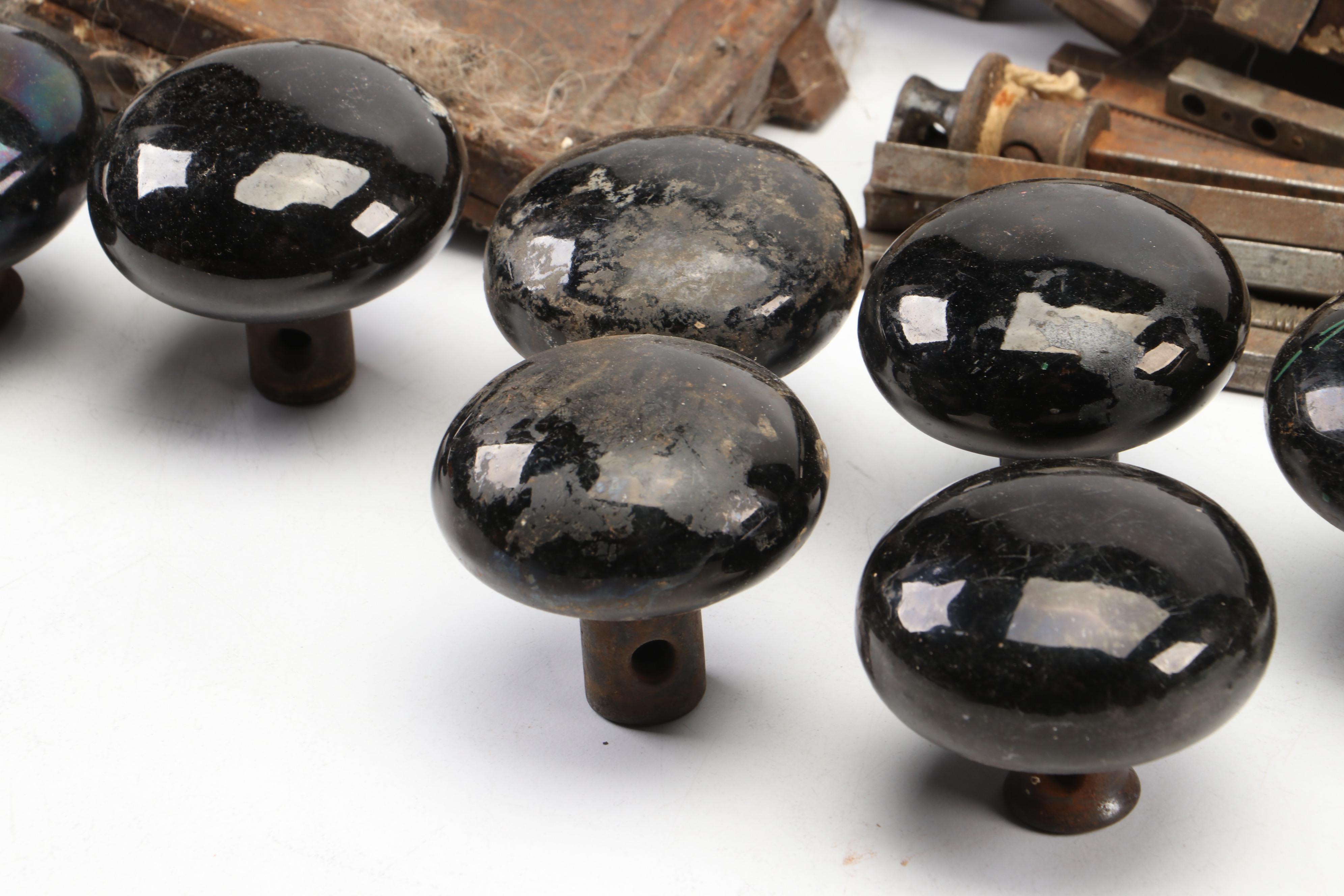 Salvaged Victorian Door Knobs and Mortise Locks, Late 19th/ Early 20th Century