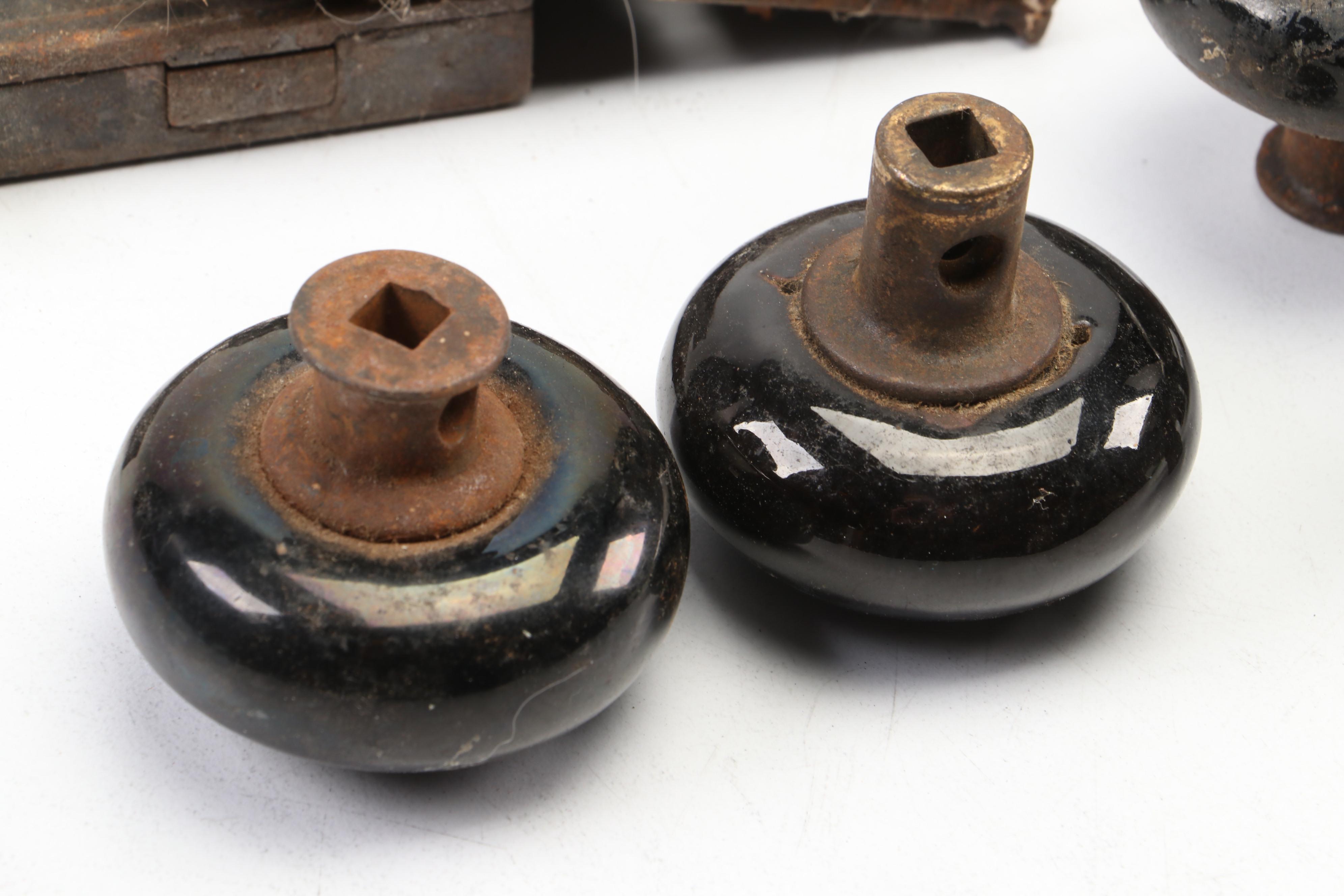 Salvaged Victorian Door Knobs and Mortise Locks, Late 19th/ Early 20th Century