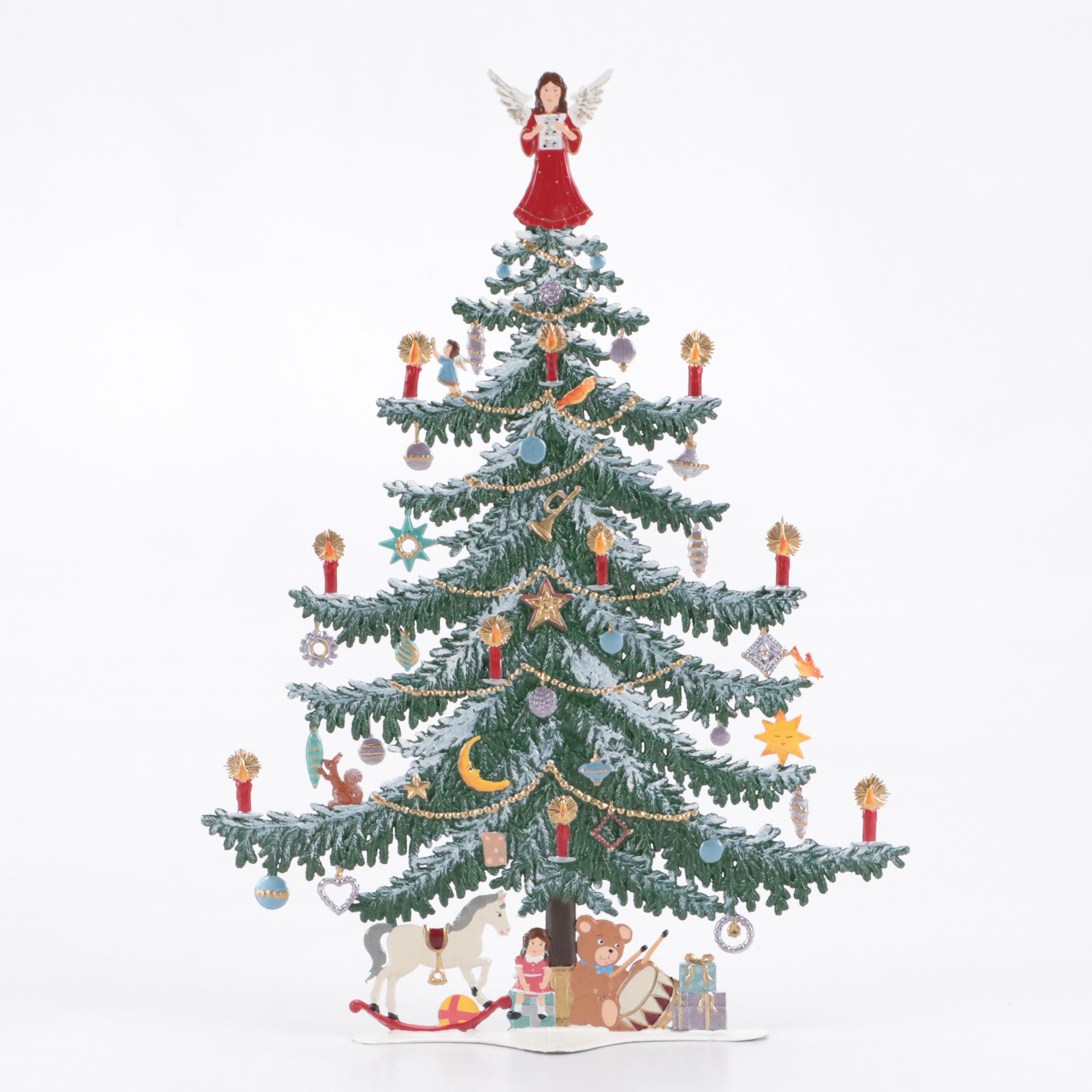 Wilhelm-Schweizer Enameled Bavarian Pewter Table Top Christmas Ornaments