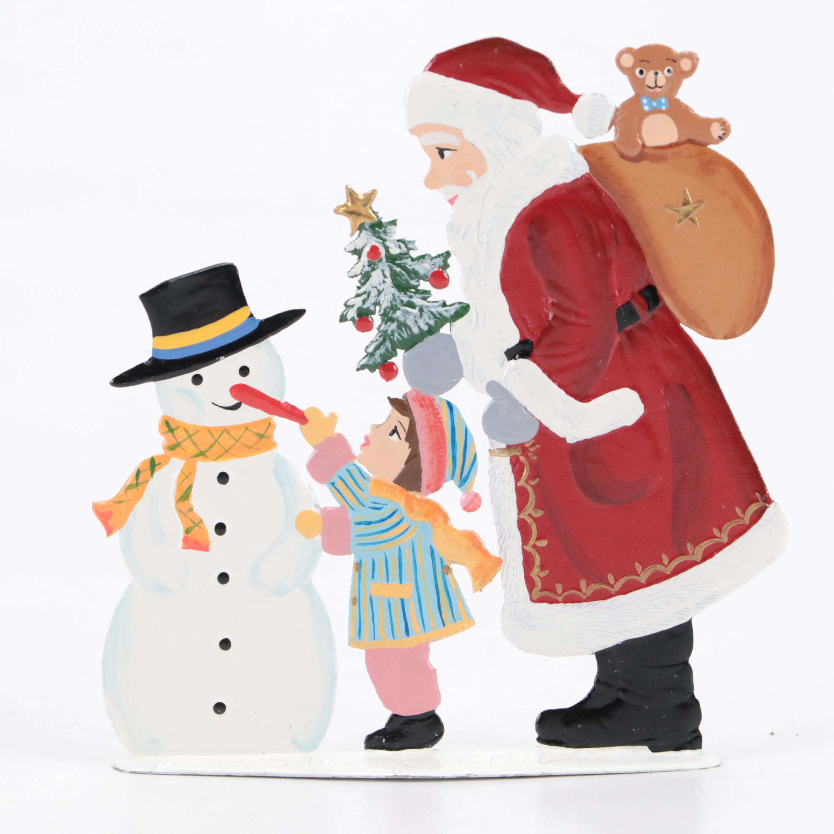 Wilhelm-Schweizer Enameled Bavarian Pewter Table Top Christmas Ornaments