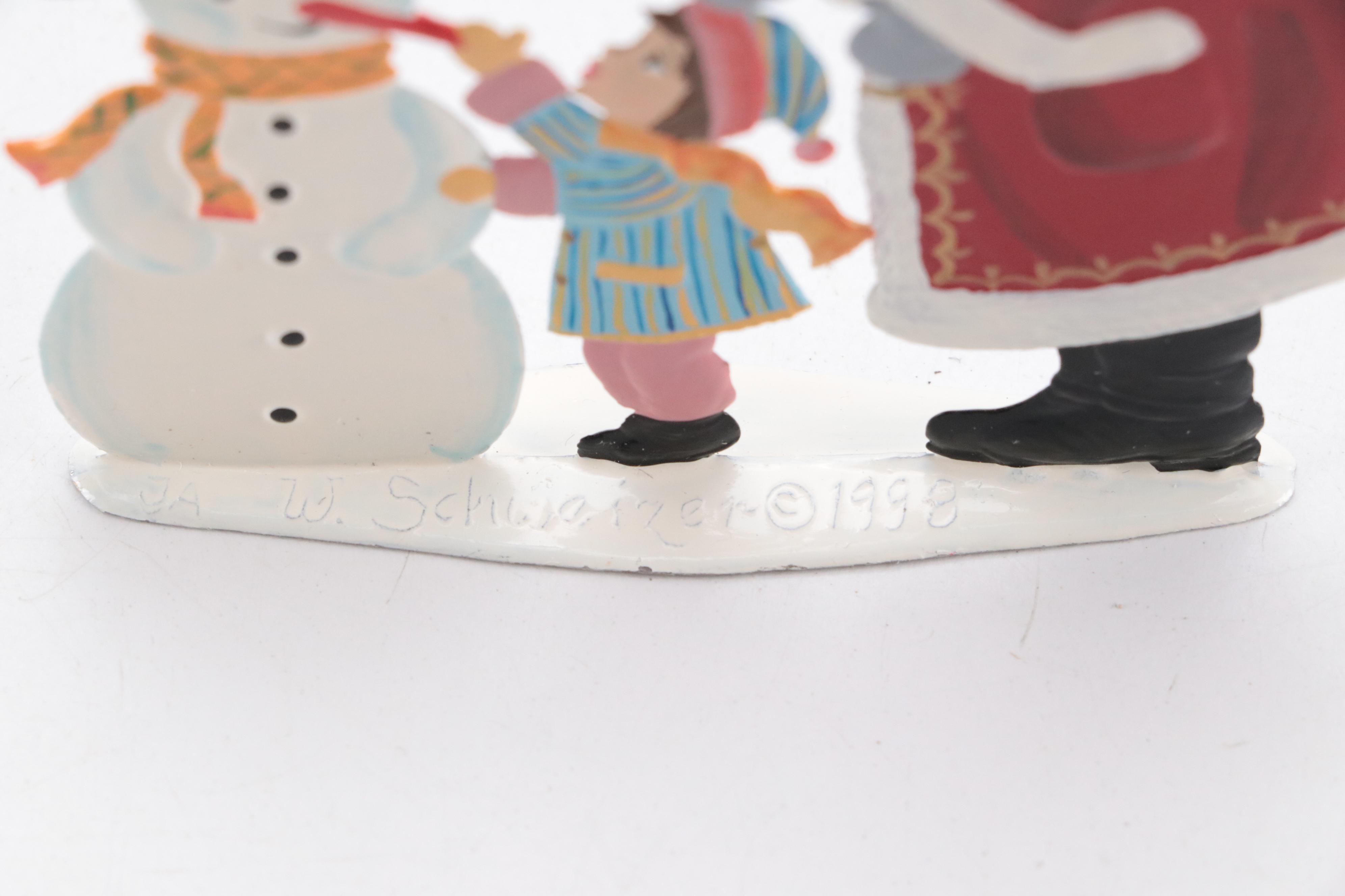 Wilhelm-Schweizer Enameled Bavarian Pewter Table Top Christmas Ornaments