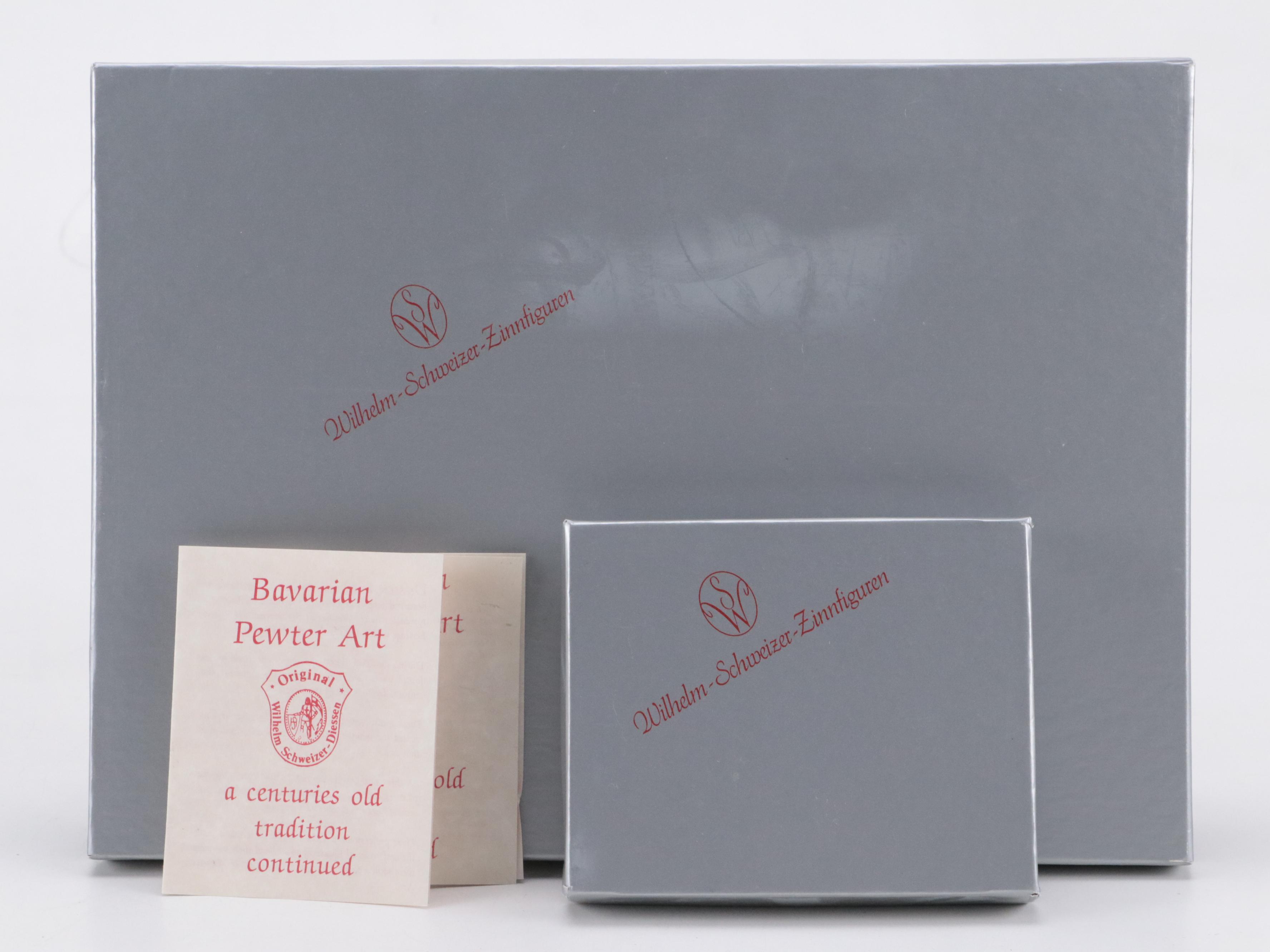 Wilhelm-Schweizer Enameled Bavarian Pewter Table Top Christmas Ornaments