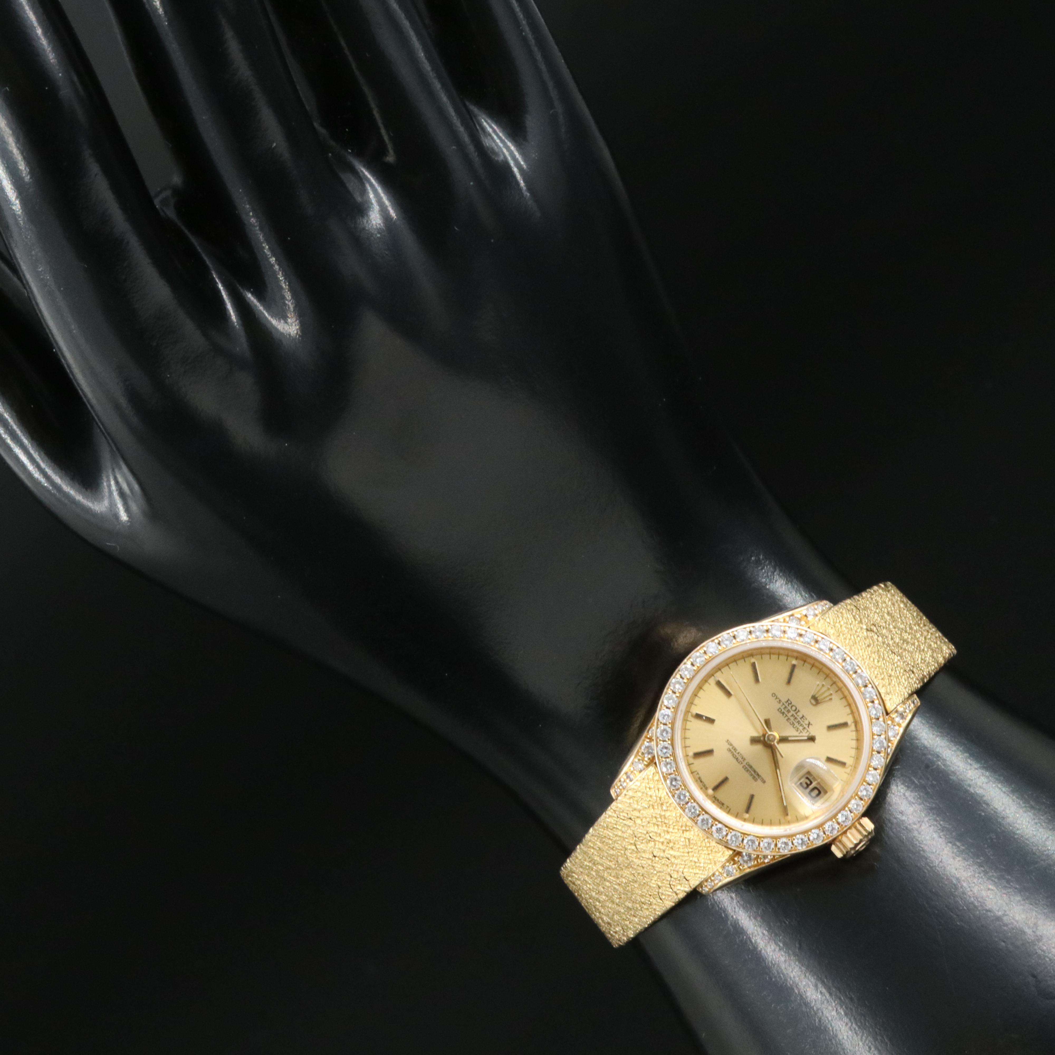 1986 Rolex Custom Diamond Case and 18K Bracelet Watch