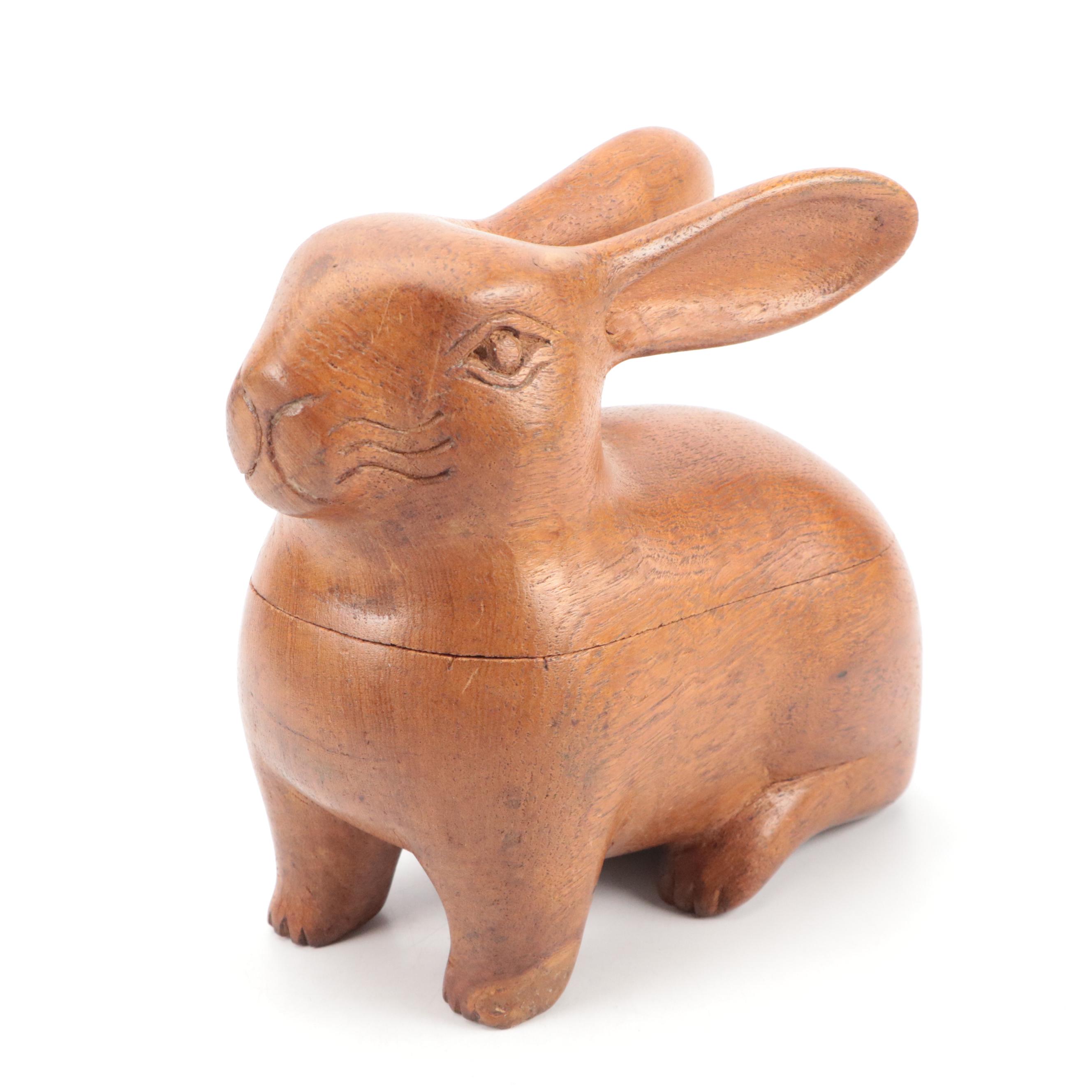 Hand-Carved Jacaranda Wood Bird Figurine with Carved and Turned Wooden Boxes