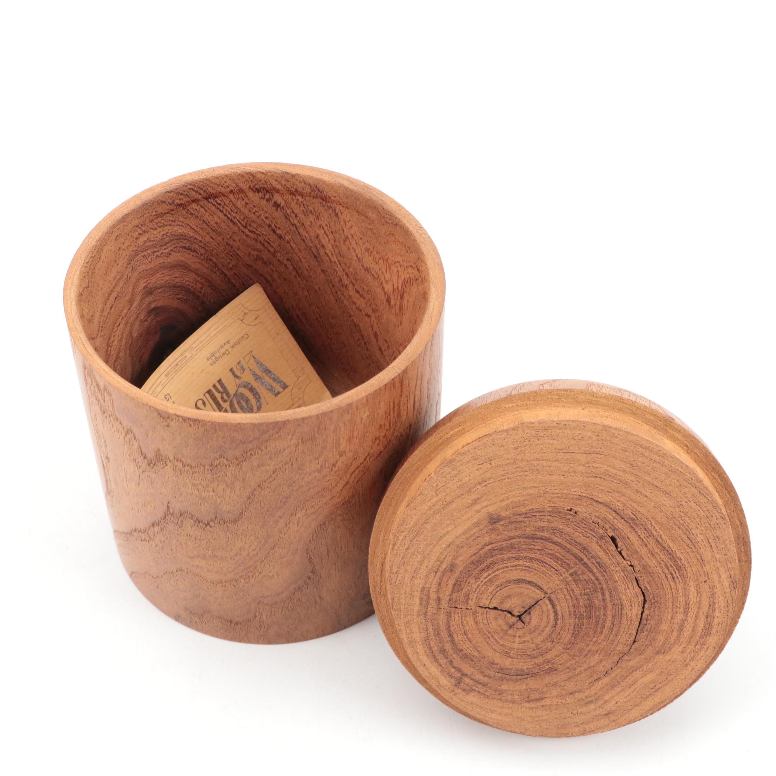 Hand-Carved Jacaranda Wood Bird Figurine with Carved and Turned Wooden Boxes