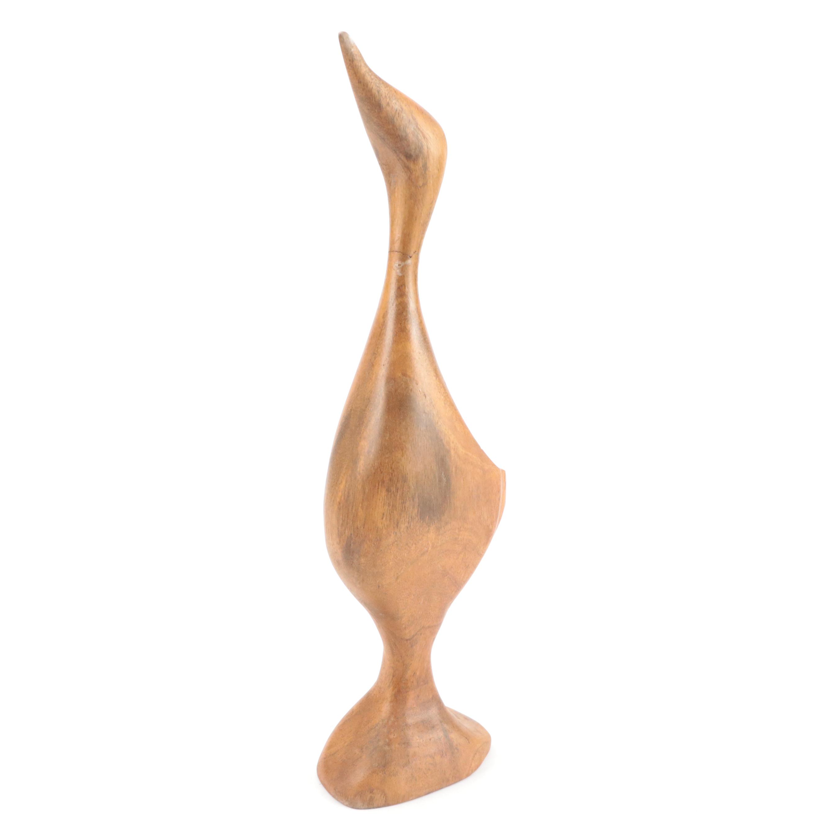 Hand-Carved Jacaranda Wood Bird Figurine with Carved and Turned Wooden Boxes