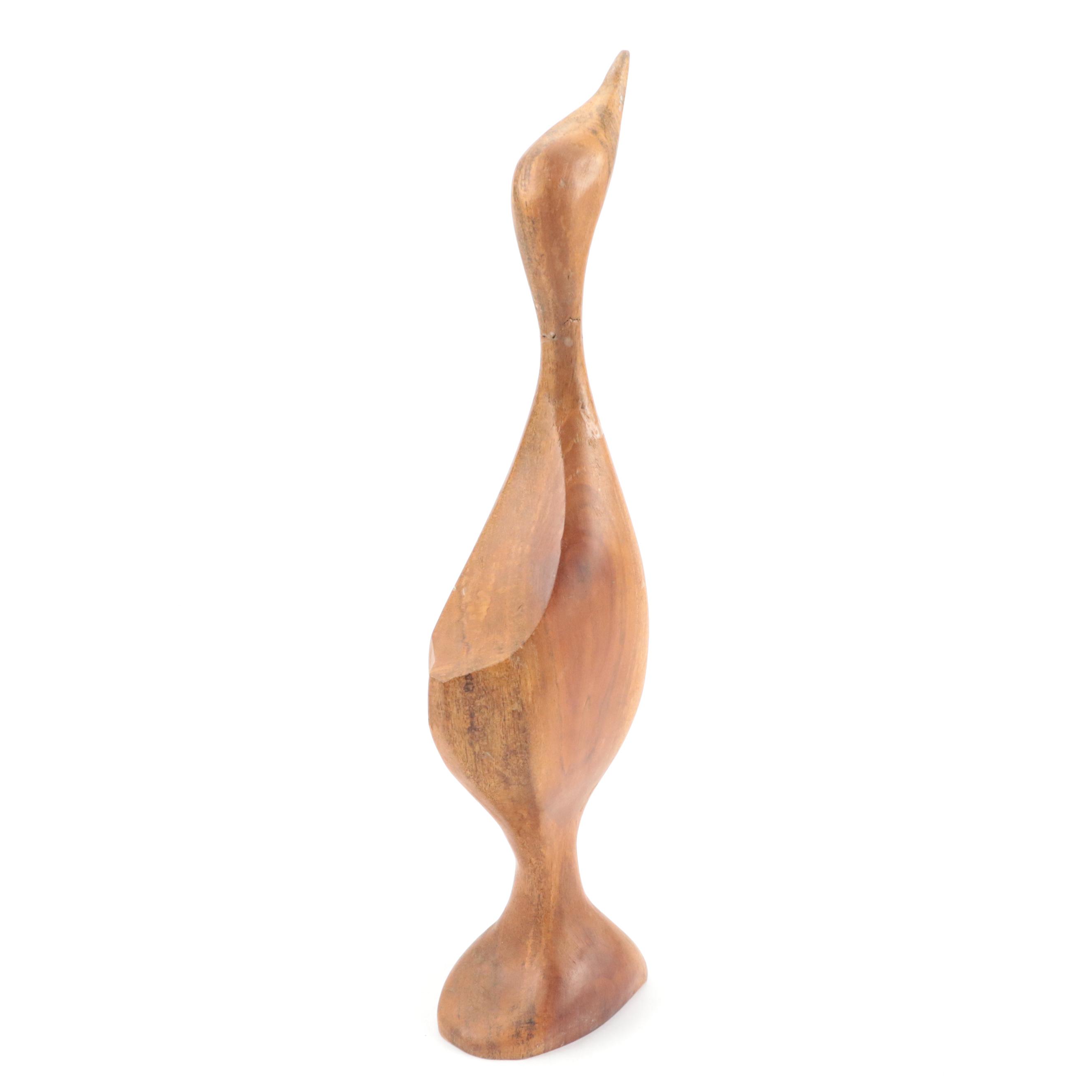 Hand-Carved Jacaranda Wood Bird Figurine with Carved and Turned Wooden Boxes
