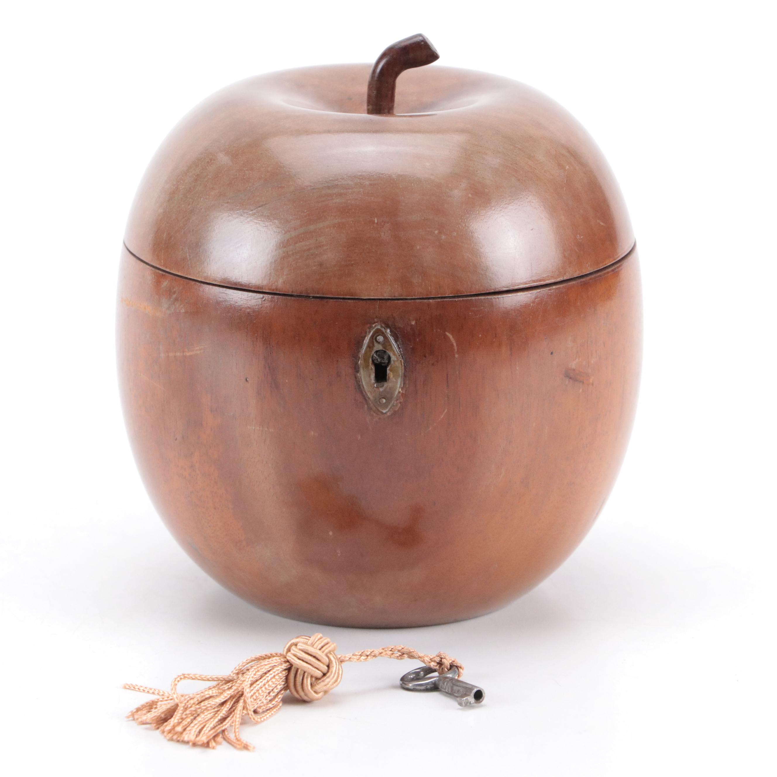 Fruitwood Treenware Apple Shaped Tea Caddy