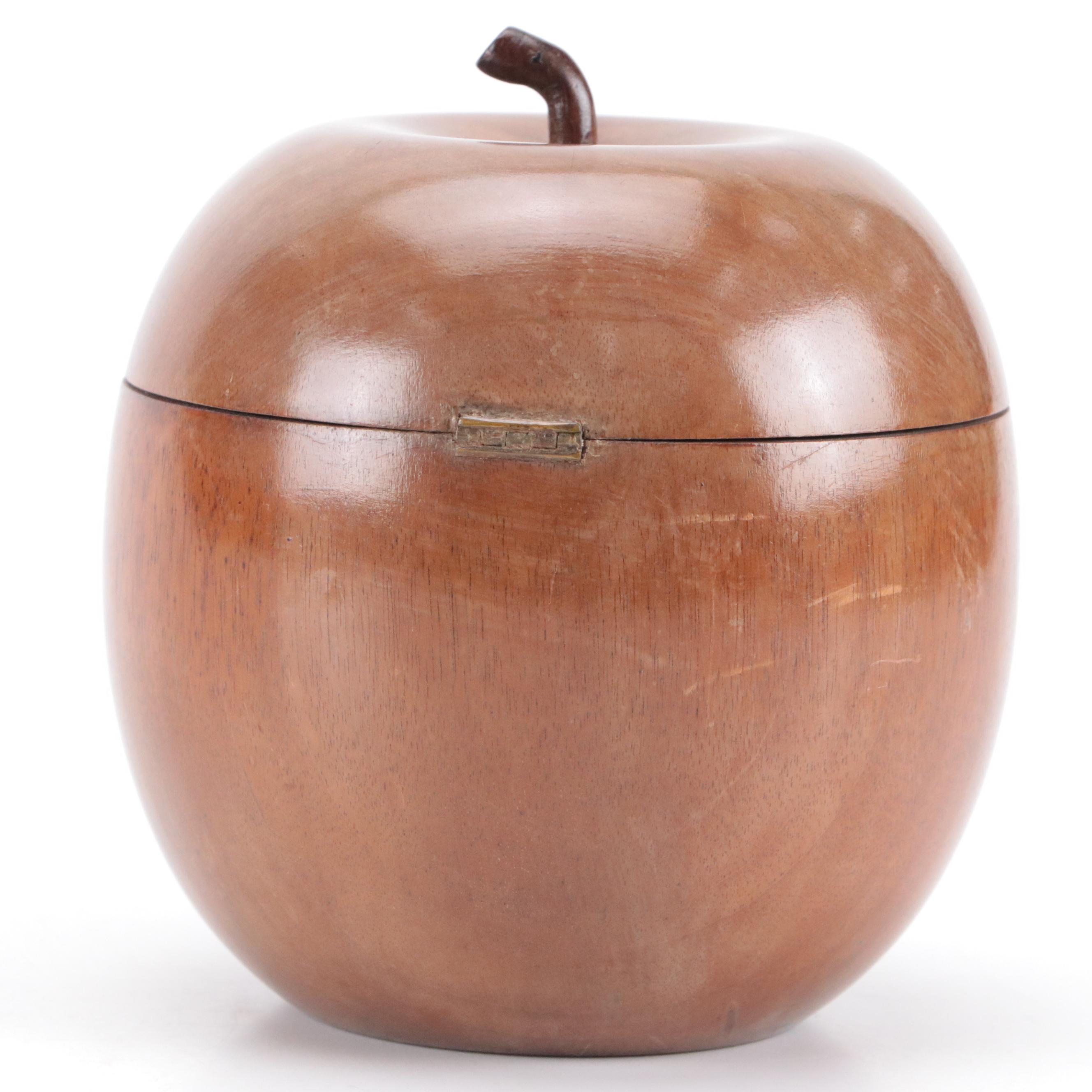 Fruitwood Treenware Apple Shaped Tea Caddy