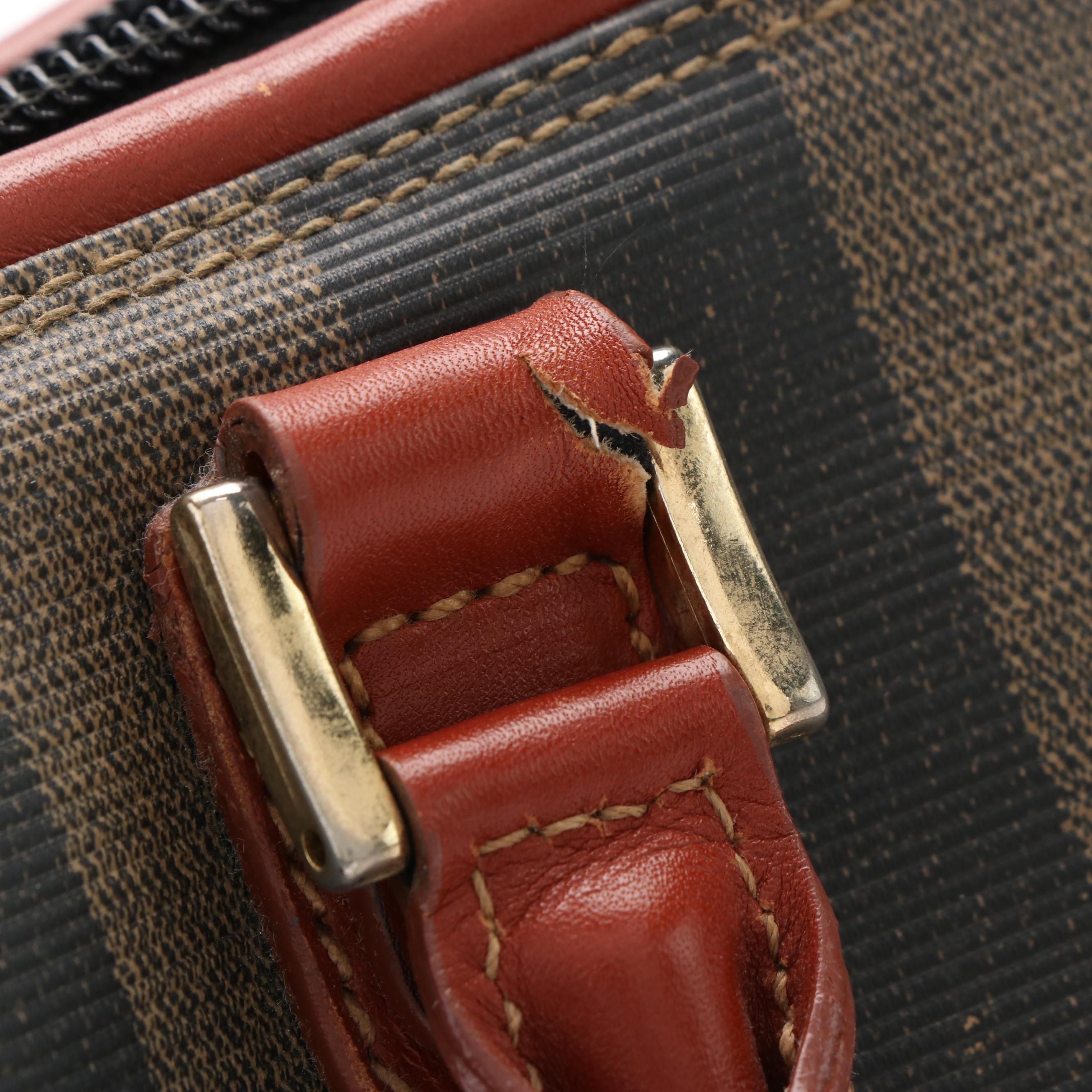 Fendi Pequin Canvas Top Handle Boston Bag