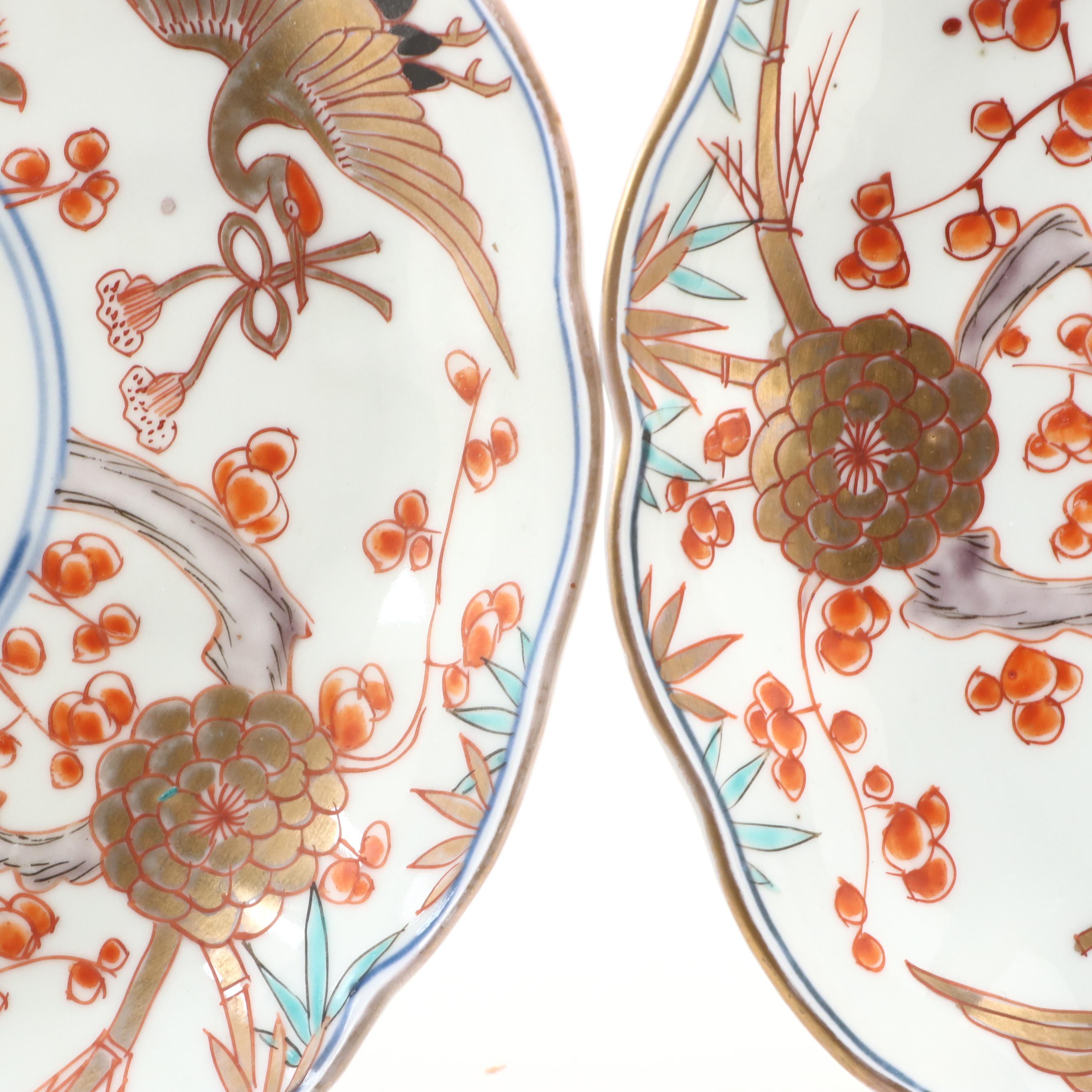 Fuki Choson Japanese Porcelain Imari Plates, Meiji Period