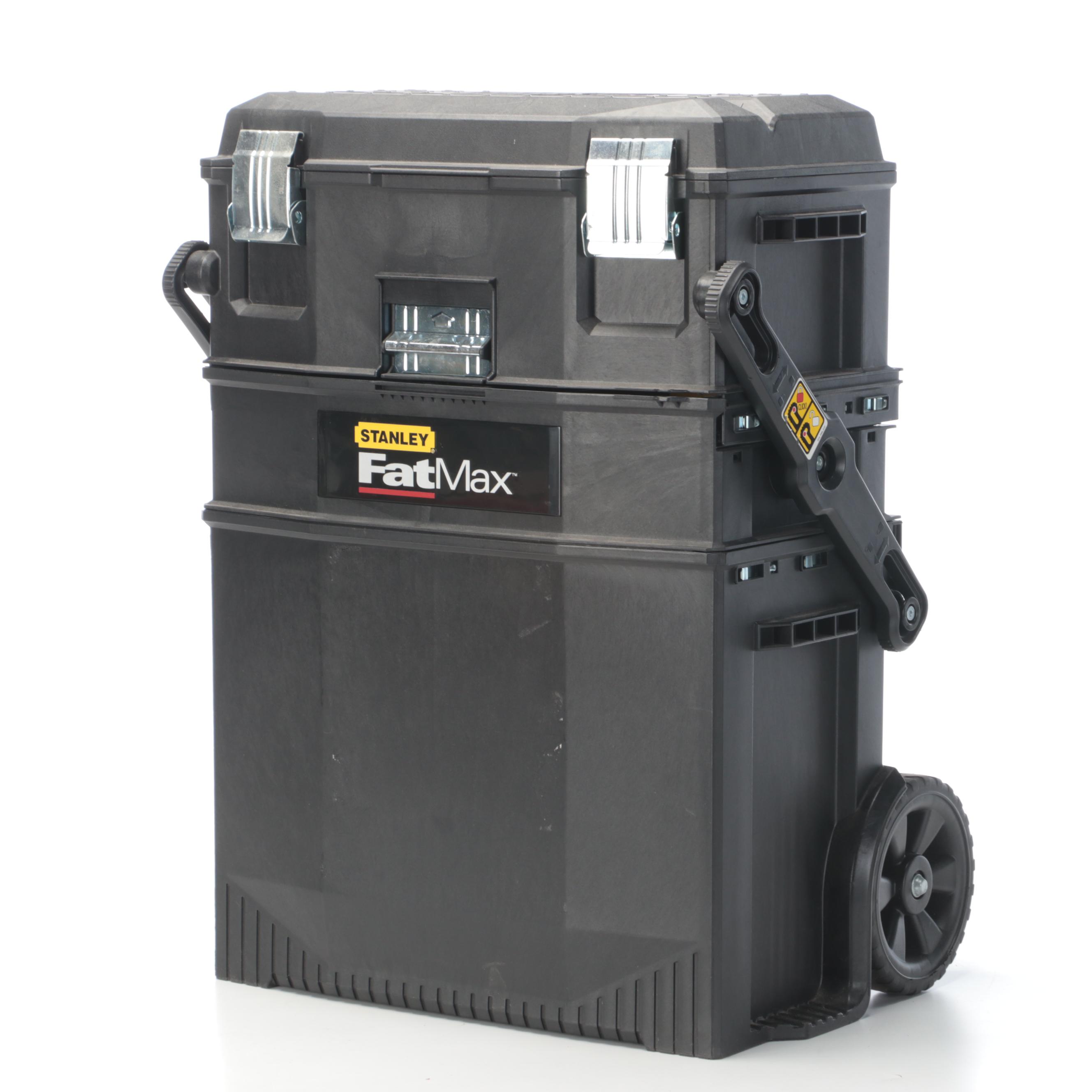 Stanley Fat Max Black Plastic Portable Tool Storage Box with Assorted Tools