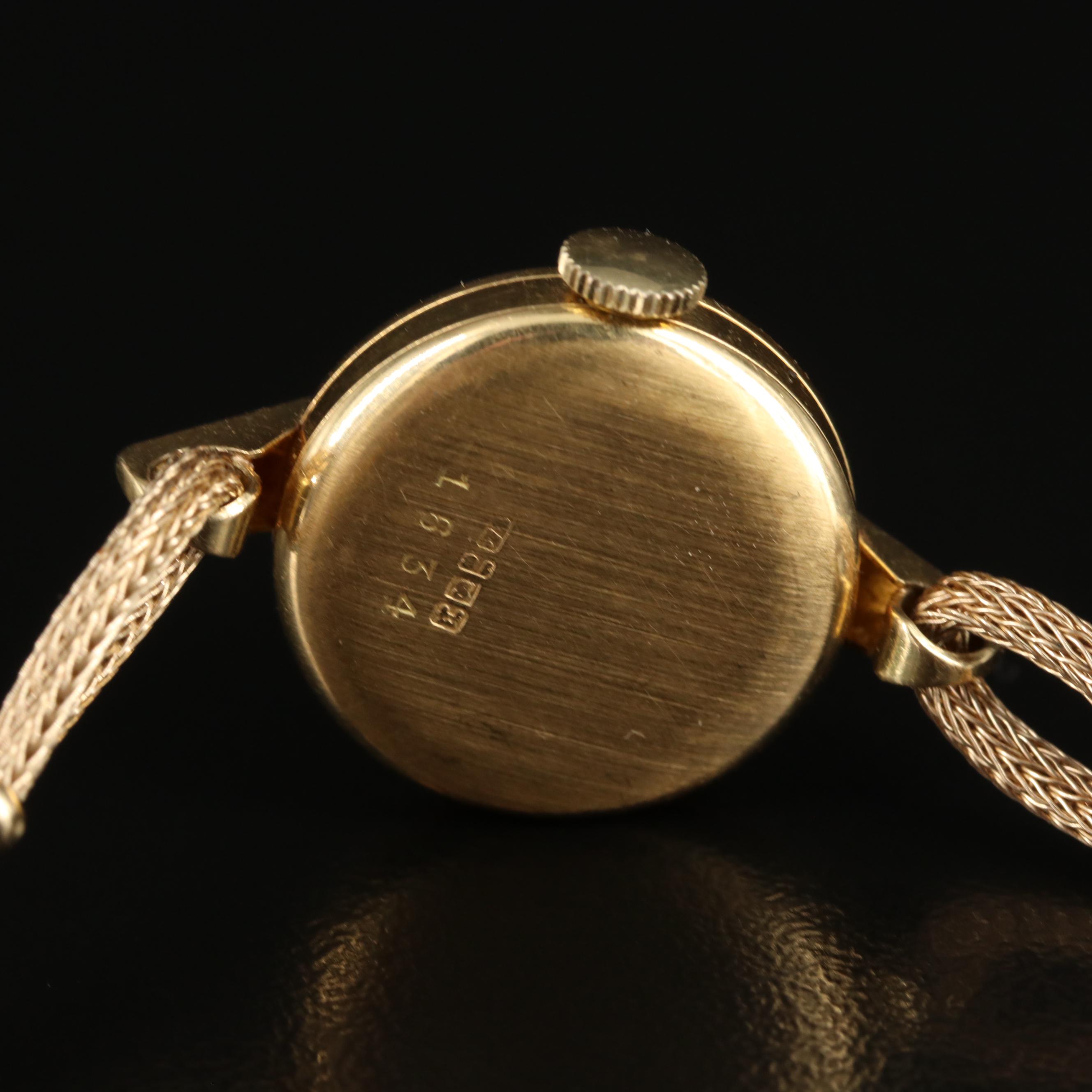 Vintage 18K Tudor Black Dial Stem Wind Watch