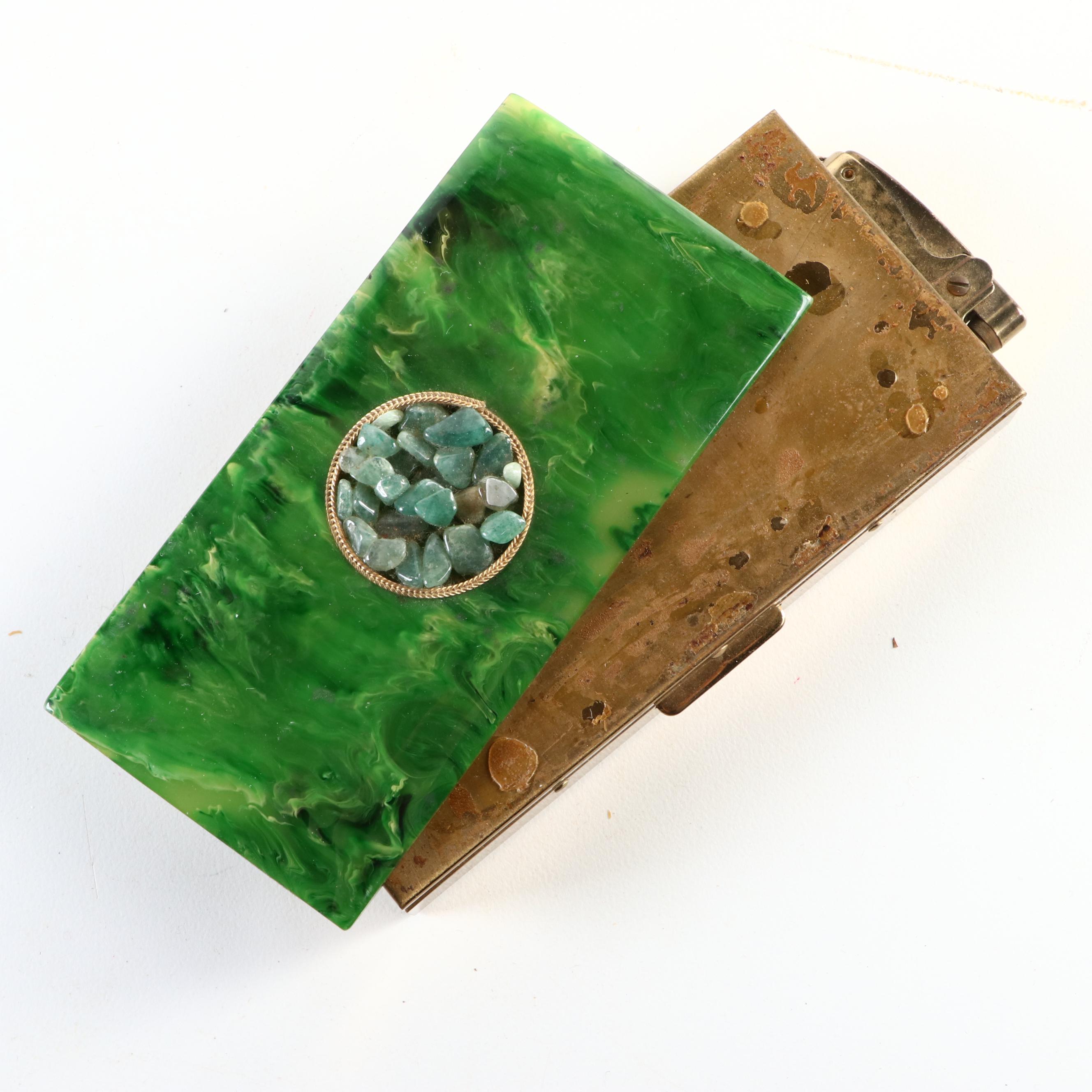 Gemstone, Enamel, Brass and Metal Makeup Compacts, Cigarette Cases