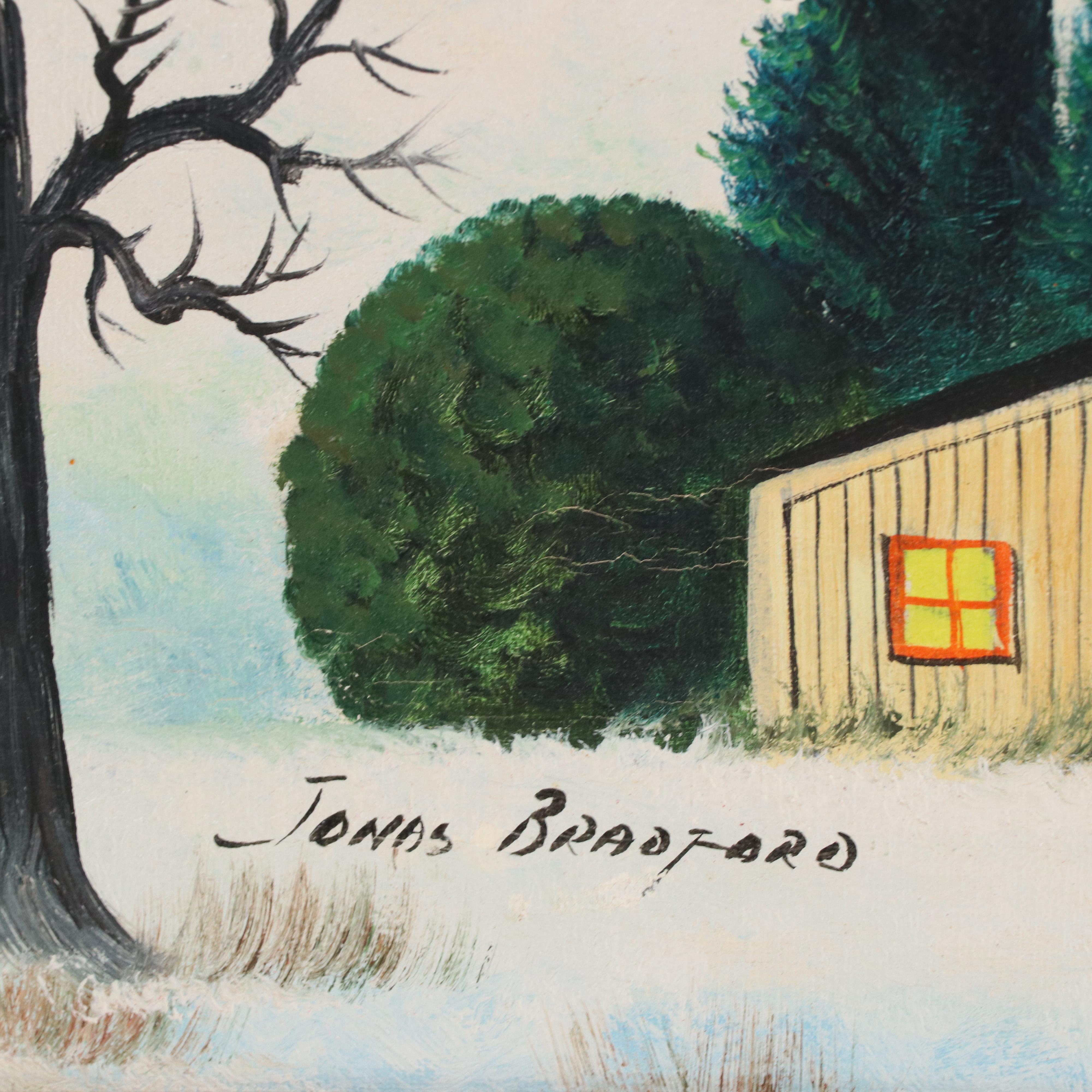 Jonas Bradford American Folk Art Oil Painting of Lighthouse