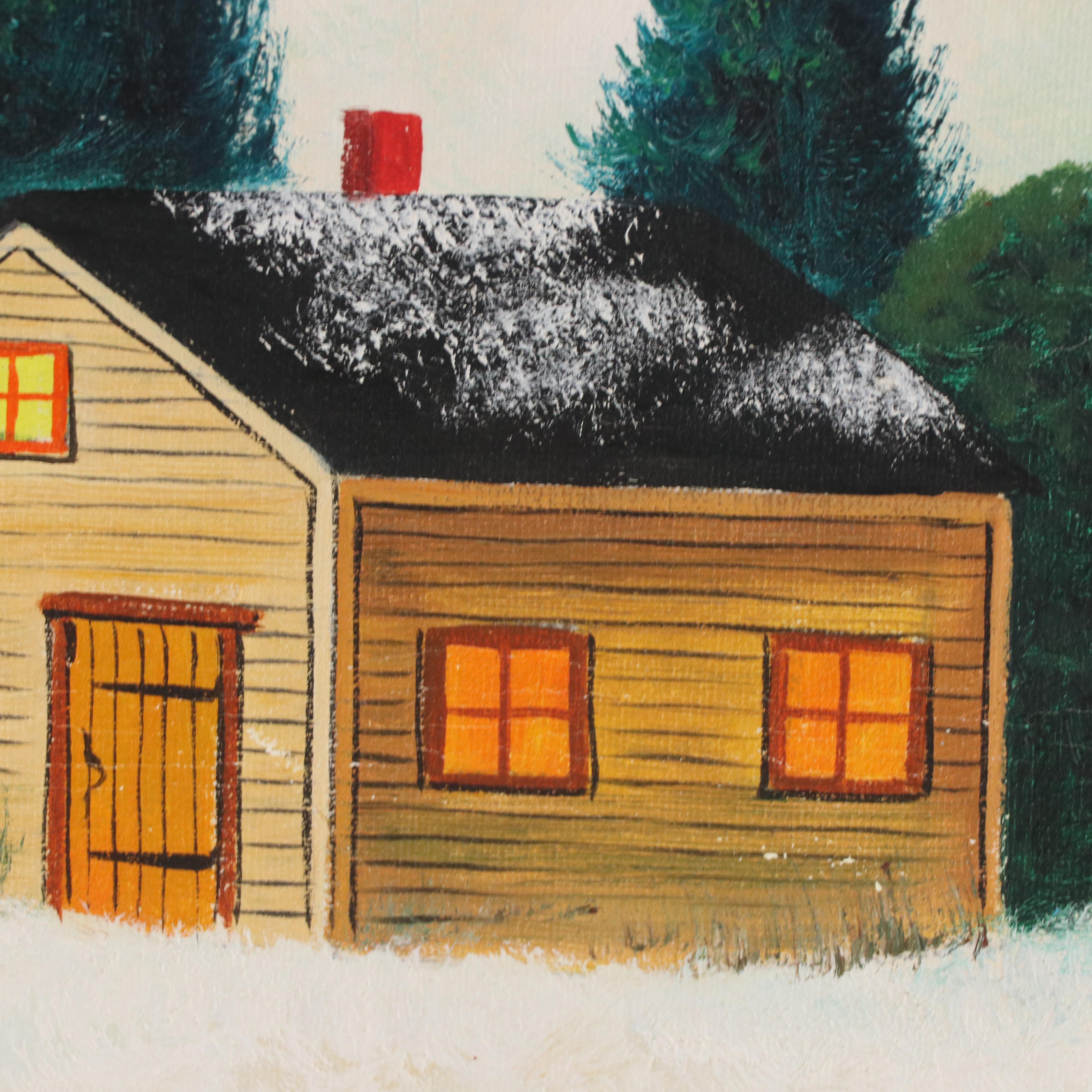 Jonas Bradford American Folk Art Oil Painting of Lighthouse