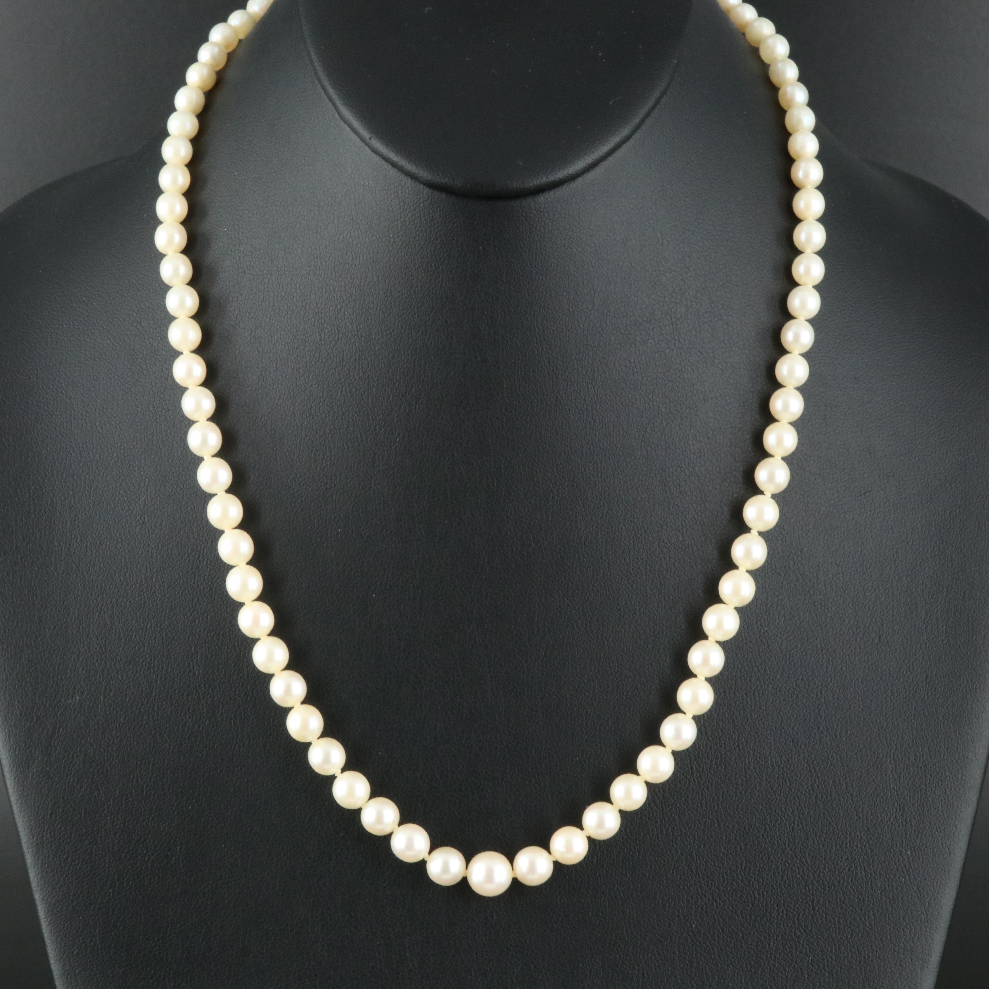 Mikimoto Graduated Pearl Necklace with 14K Clasp