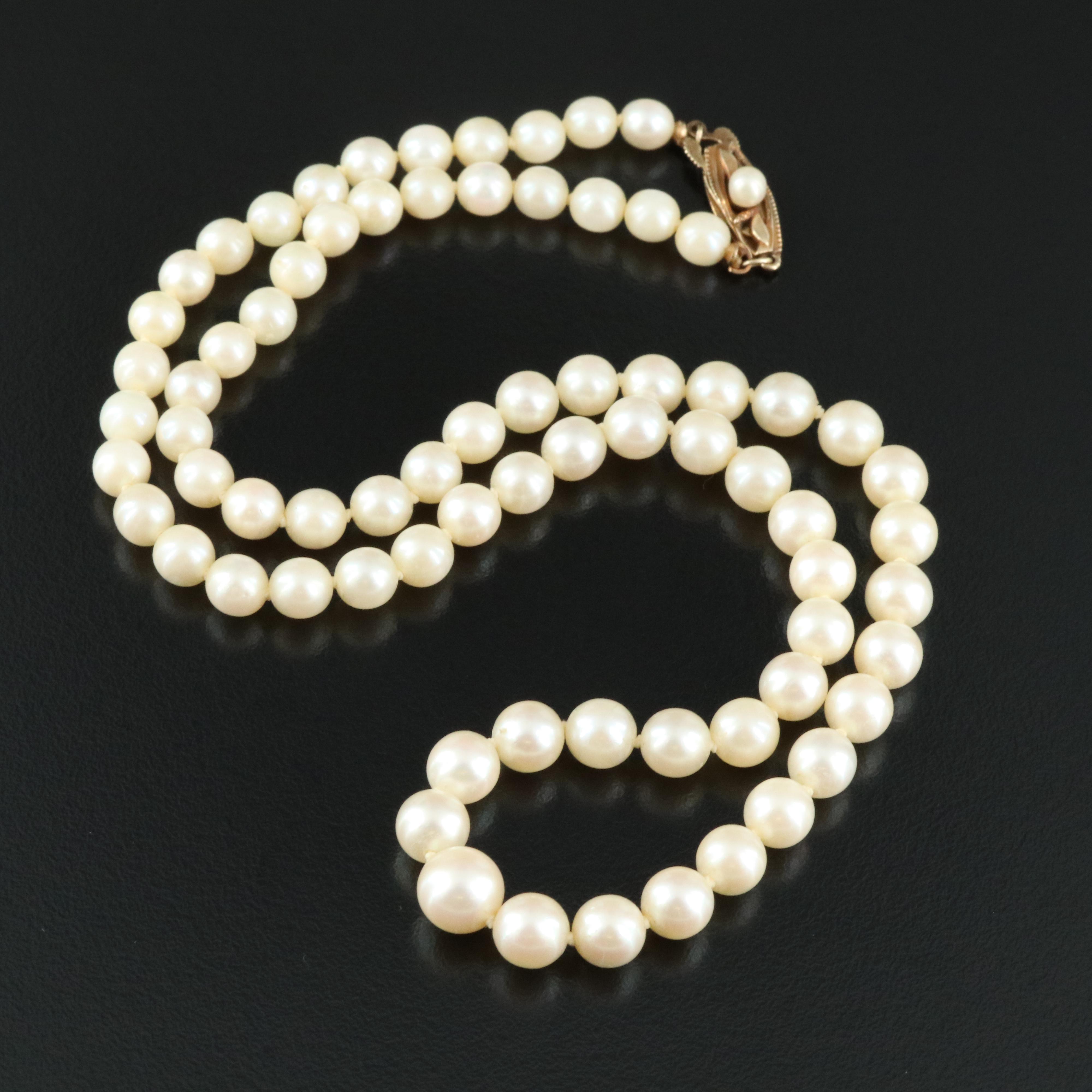 Mikimoto Graduated Pearl Necklace with 14K Clasp