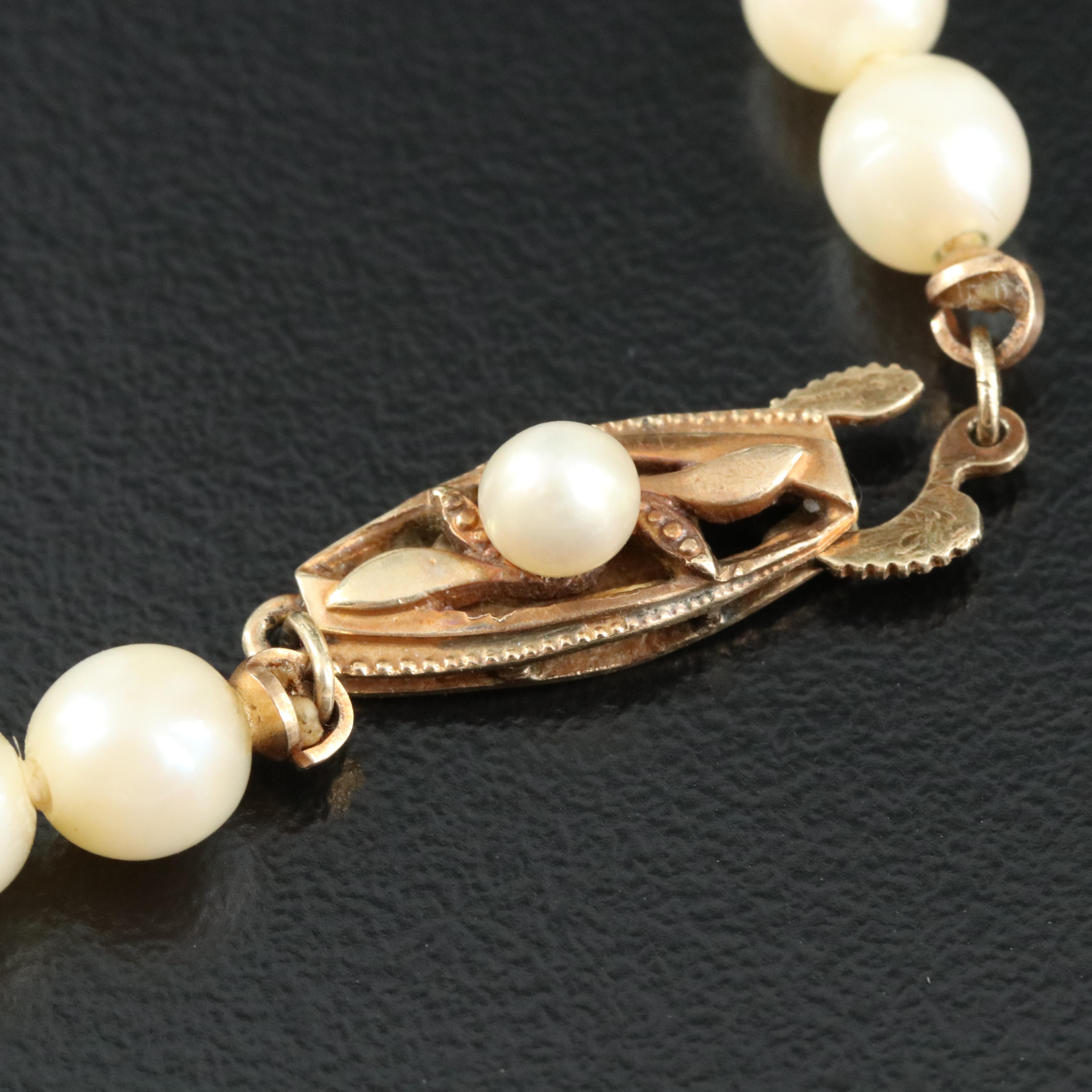 Mikimoto Graduated Pearl Necklace with 14K Clasp