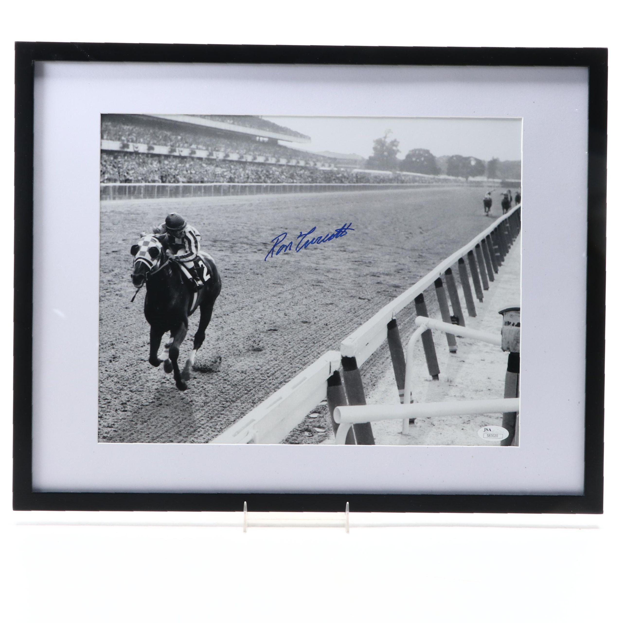 Ron Turcotte Riding Secretariat Signed Giclée in Matted Frame