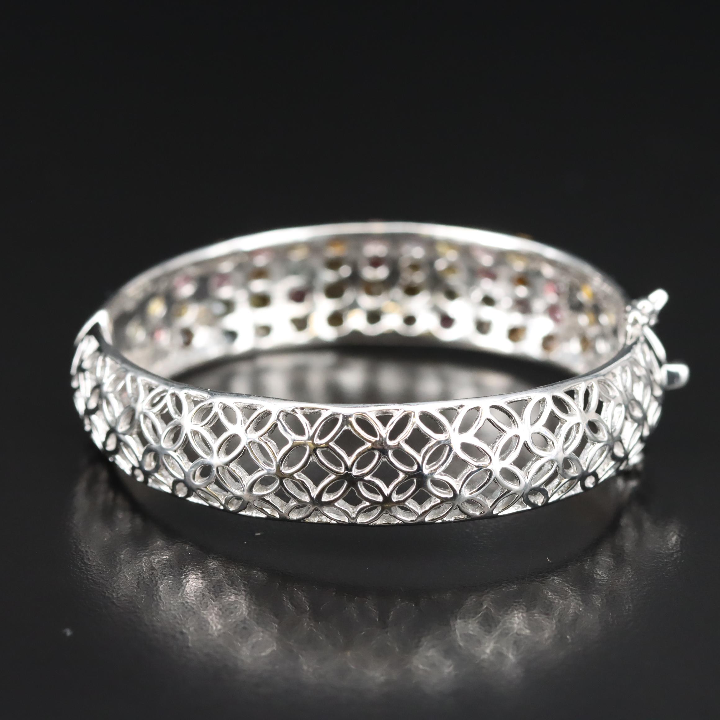 Sterling Tourmaline Hinged Bangle Bracelet