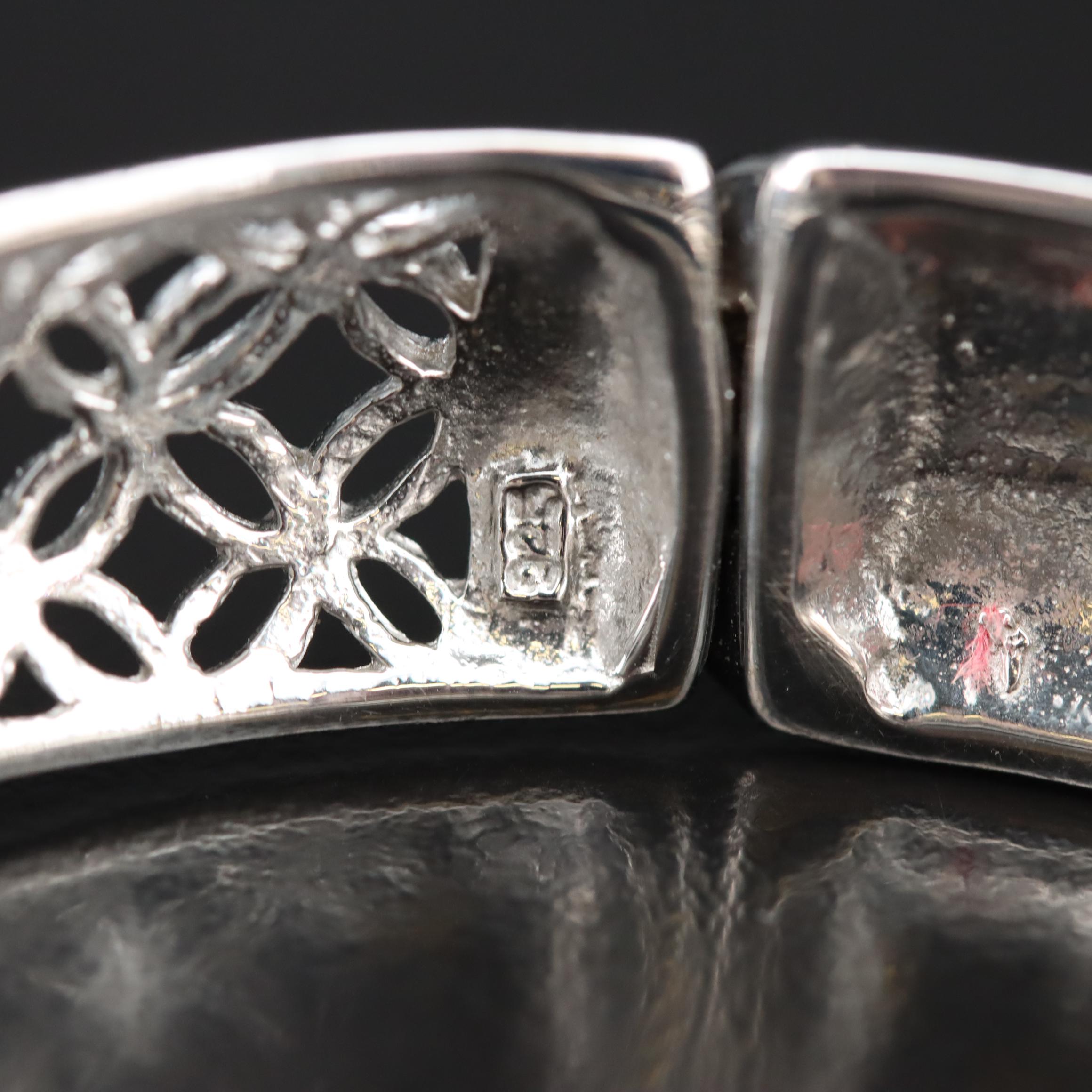 Sterling Tourmaline Hinged Bangle Bracelet