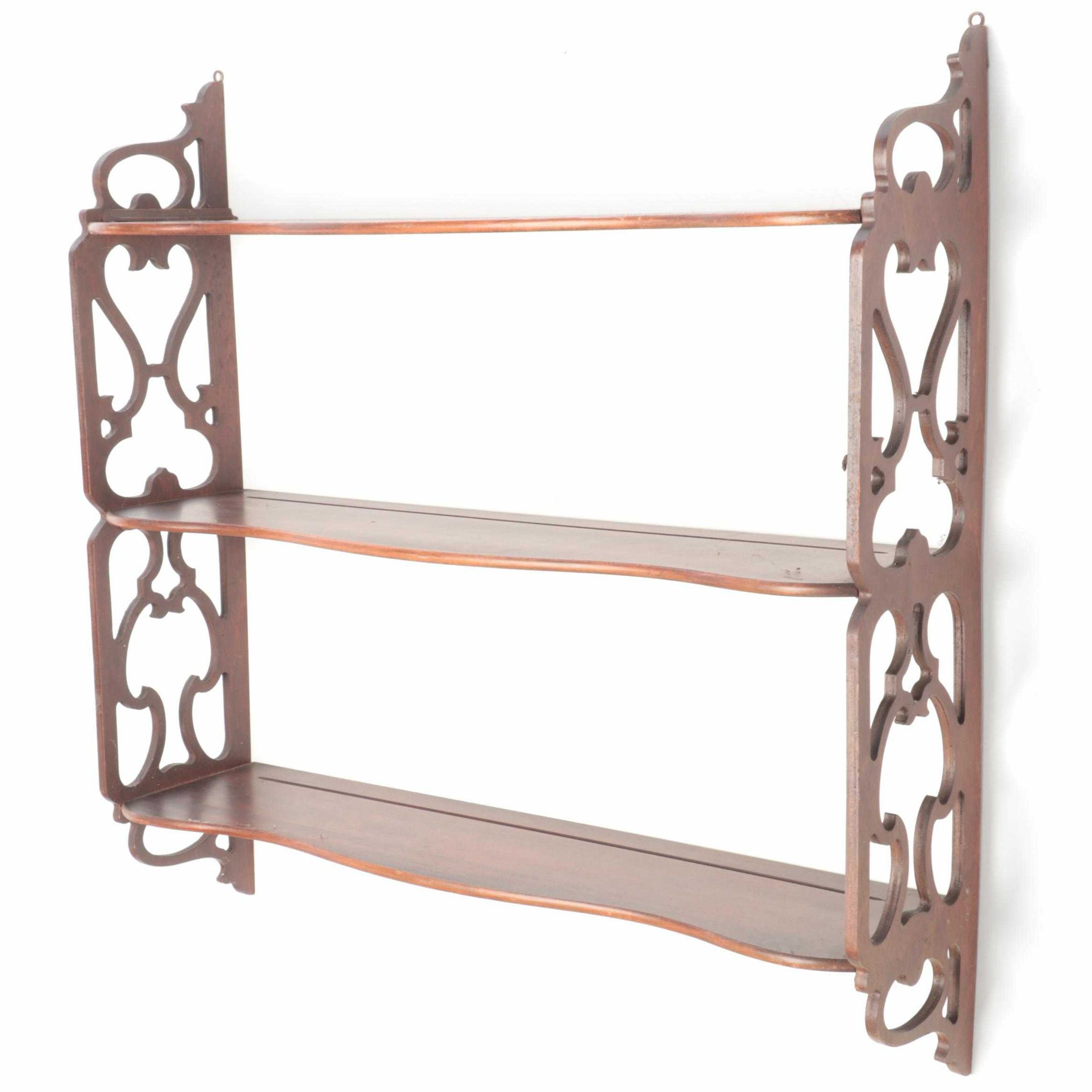 Chinese Chippendale Style Mahogany Fretwork Hanging Shelf, 20th Century