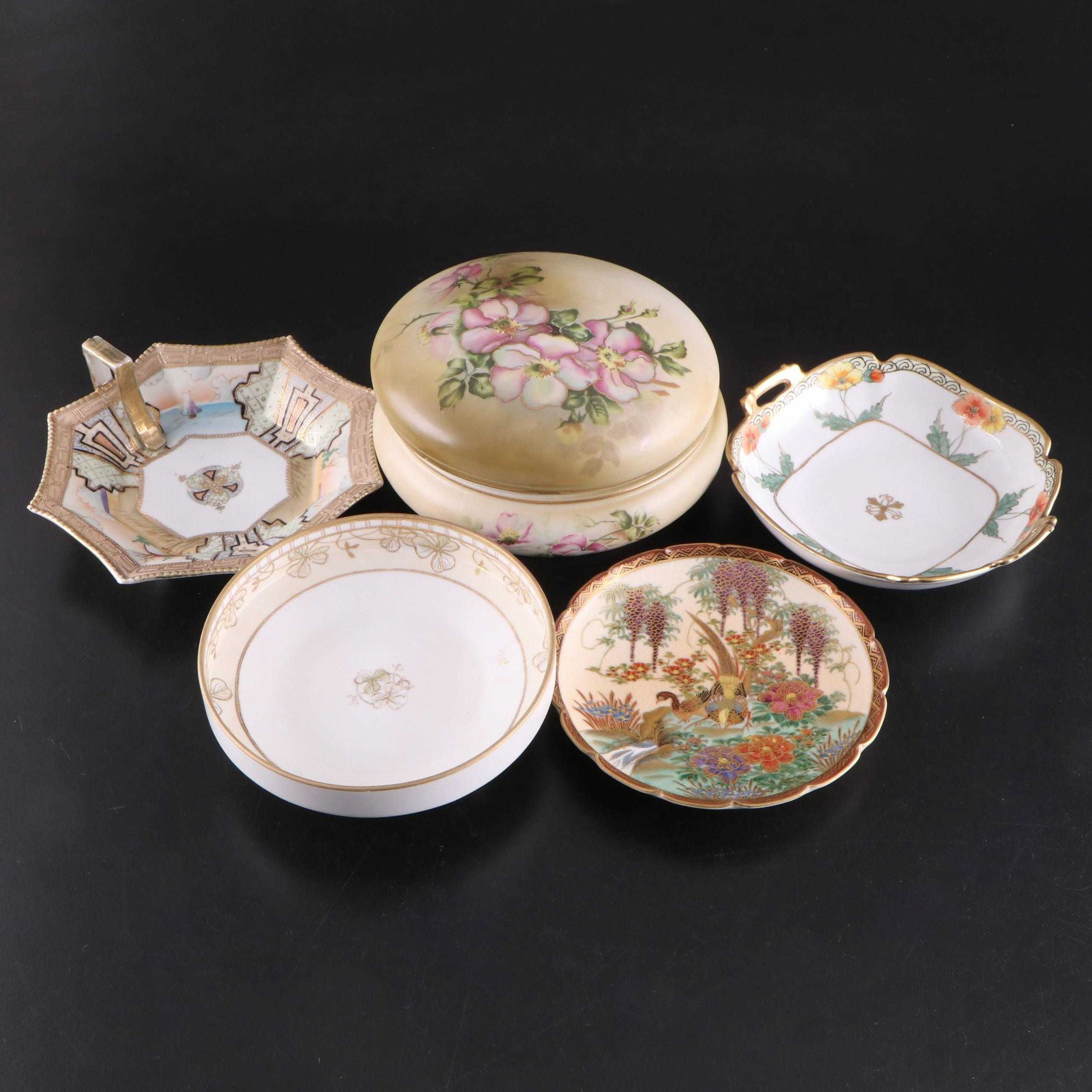 Koshida Satsuma Plate with Other Nippon Hand-Painted Porcelain