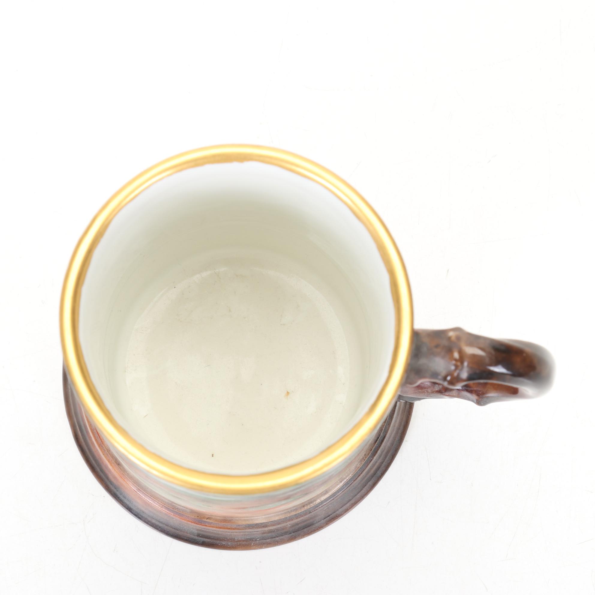 Jean Pouyat Limoges Tankards Featuring Grape and Hops Motifs, 1900