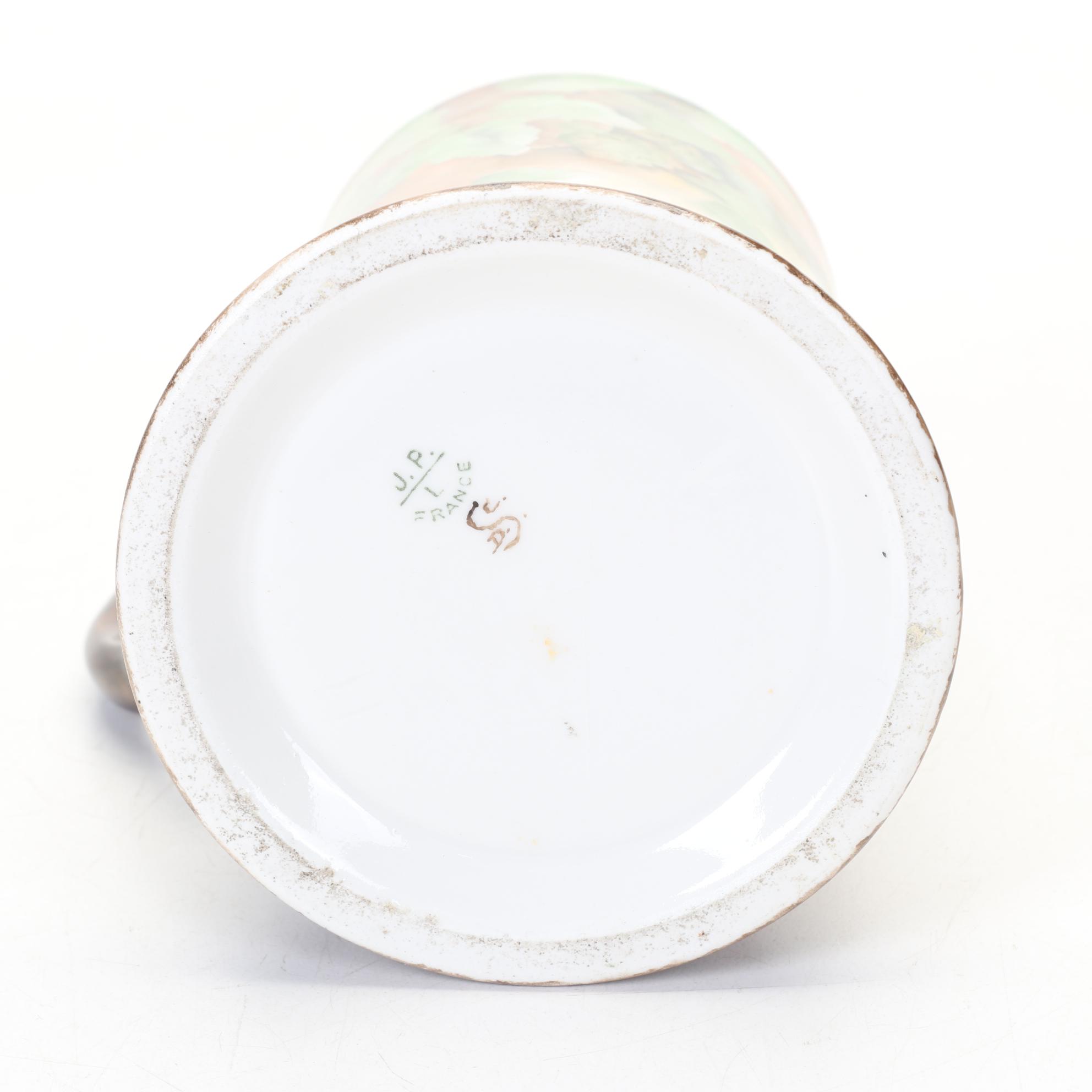 Jean Pouyat Limoges Tankards Featuring Grape and Hops Motifs, 1900