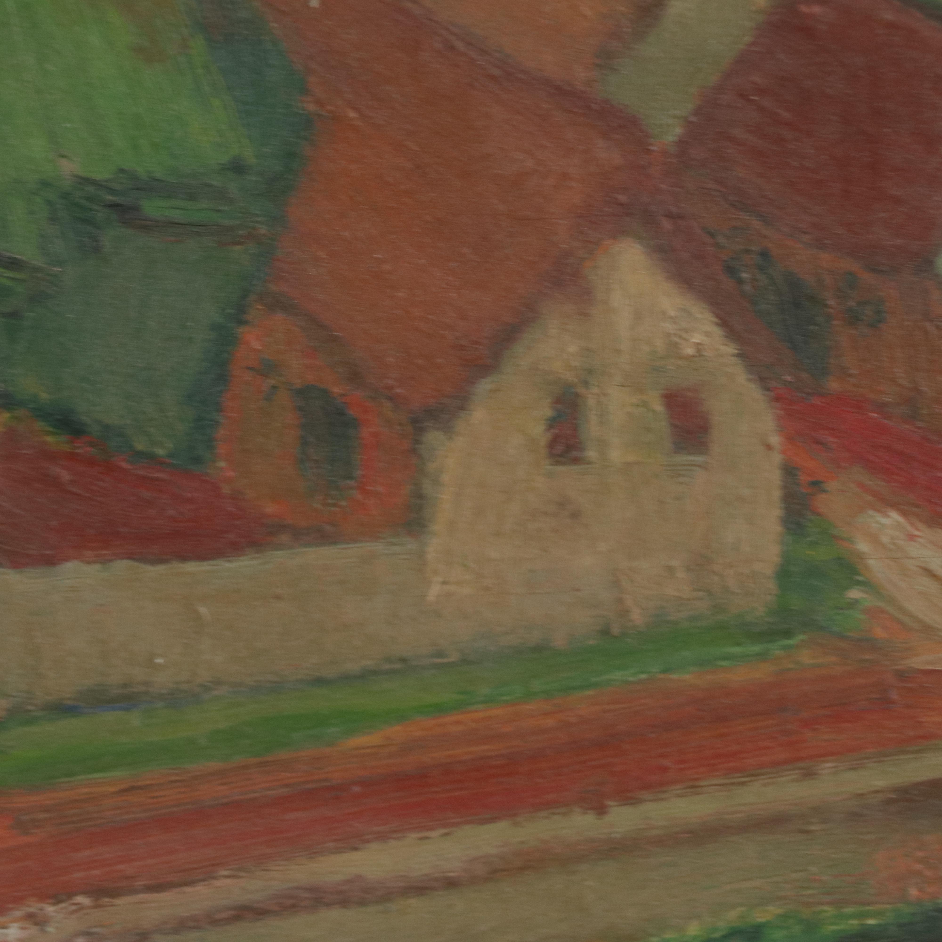 Oil Painting of Village Scene, 1951
