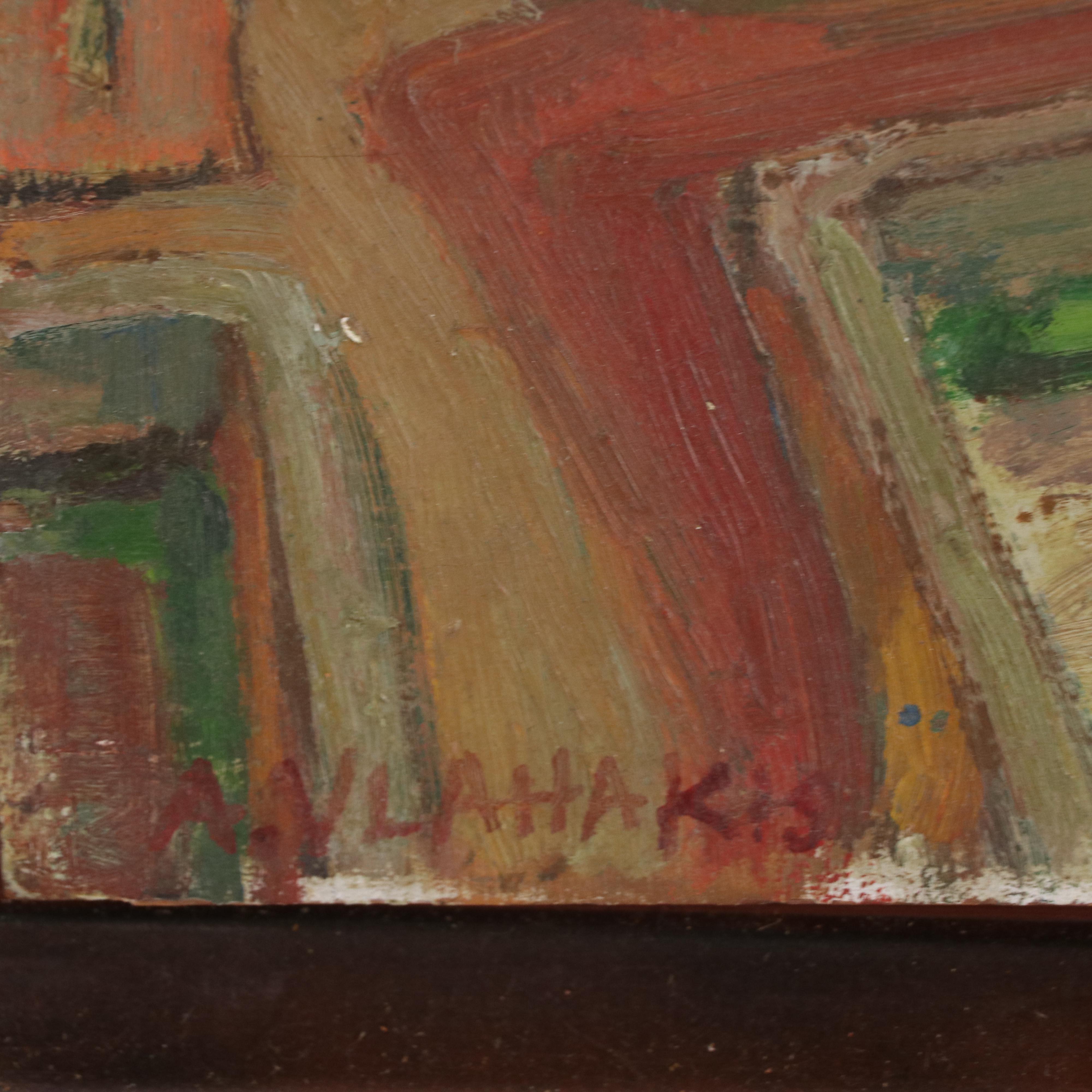 Oil Painting of Village Scene, 1951