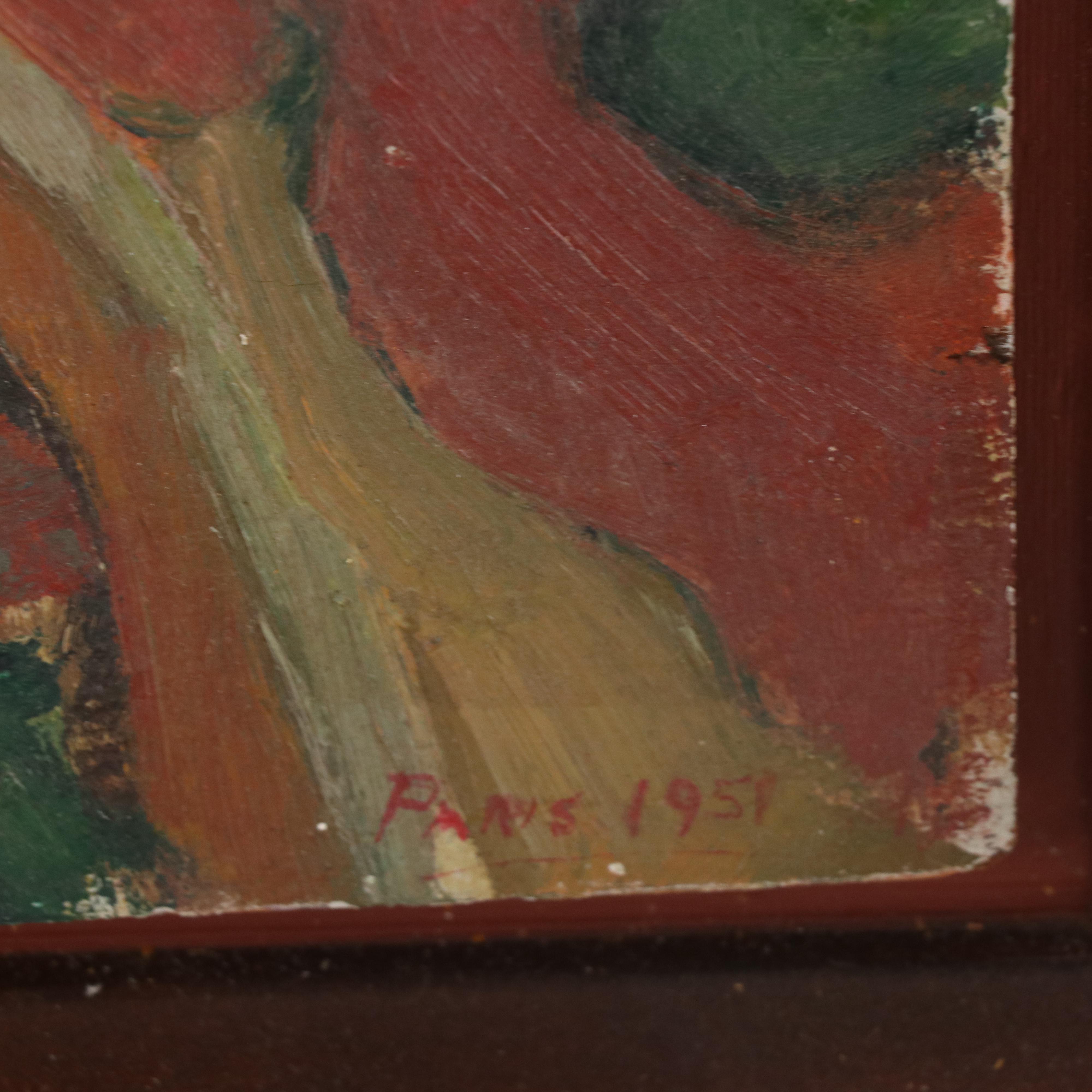 Oil Painting of Village Scene, 1951