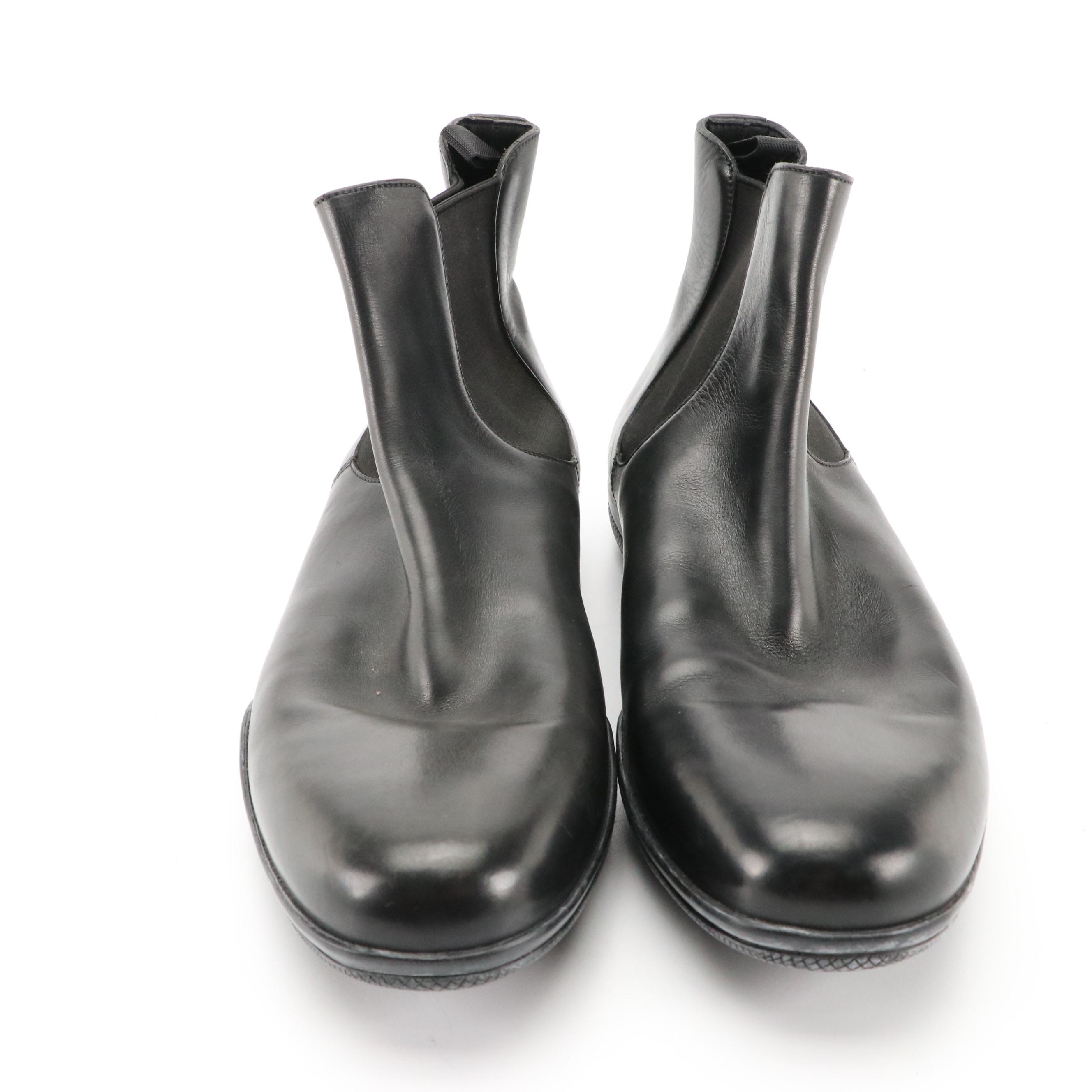 Men's Prada Sport Black Leather Slip-On Chelsea Boots