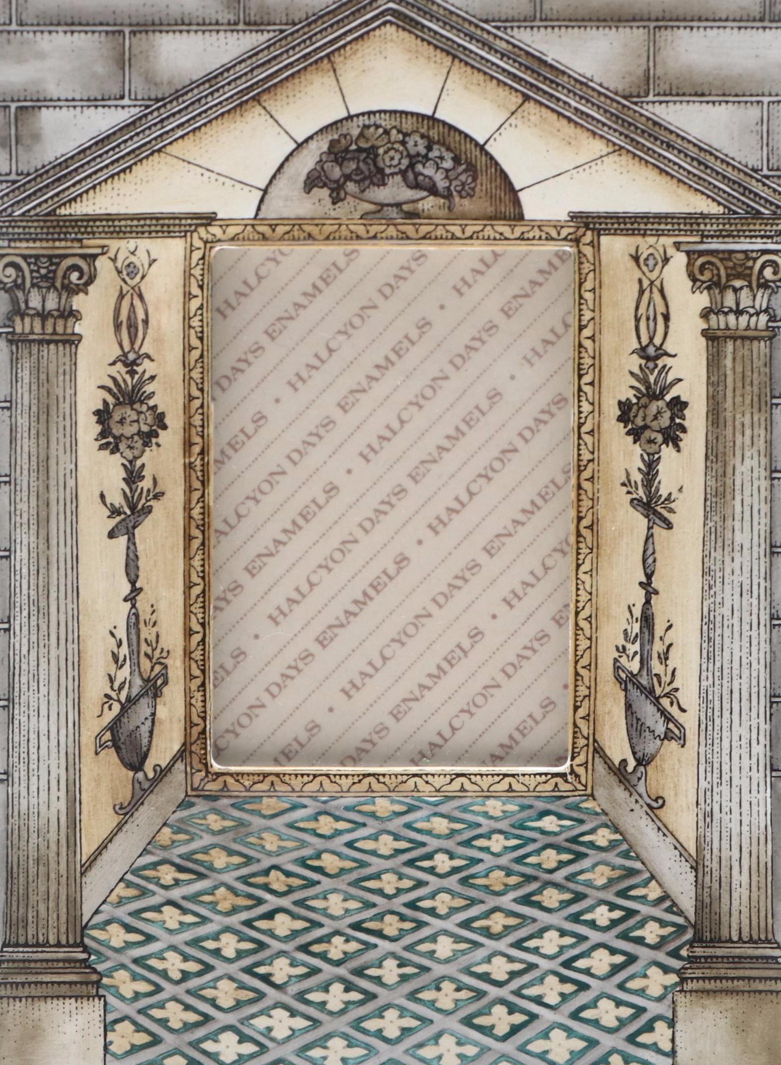 Halcyon Days Neoclassical Style Enameled Metal Tabletop Picture Frame