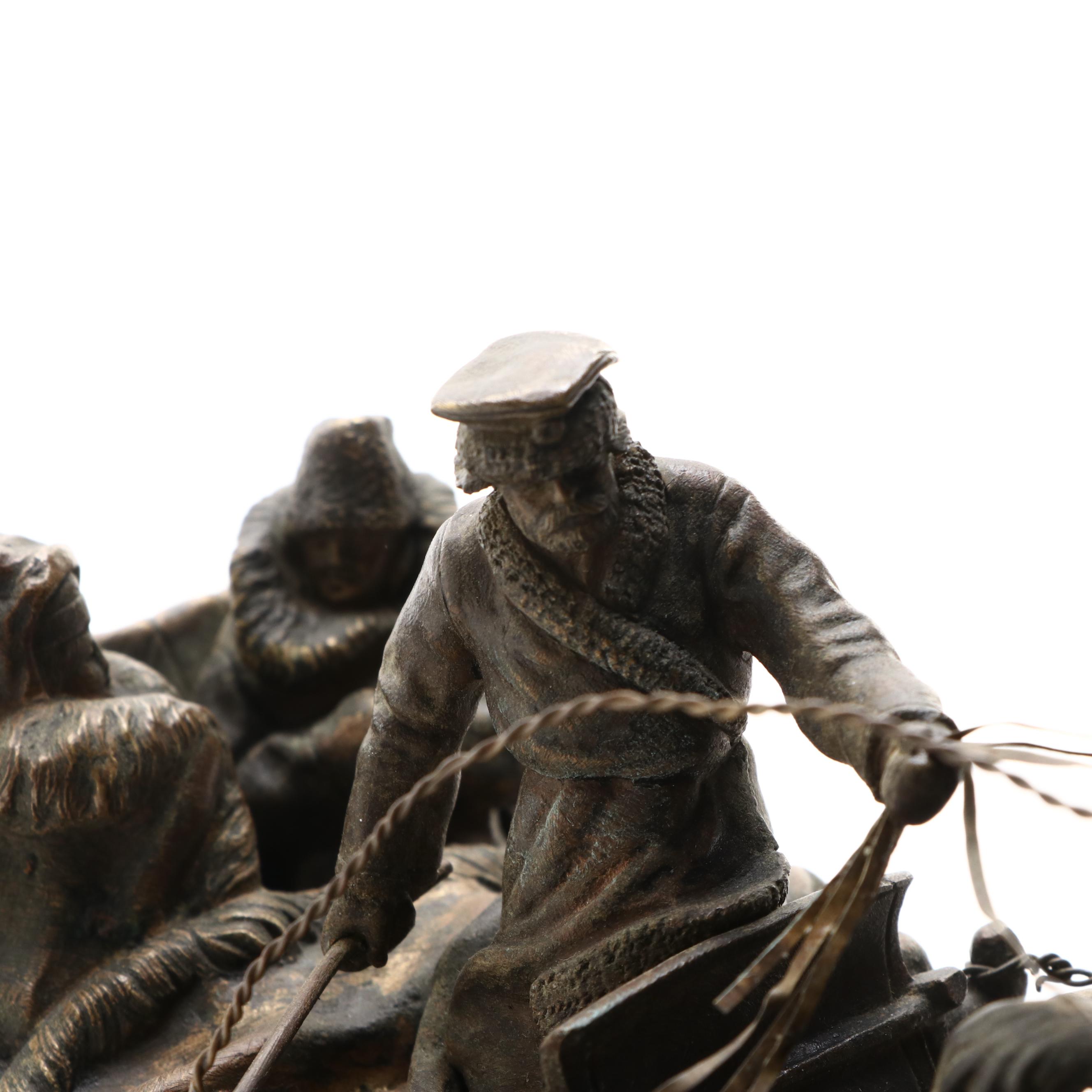 Vasily Grachev Bronze Sculpture on Faux Malachite Base