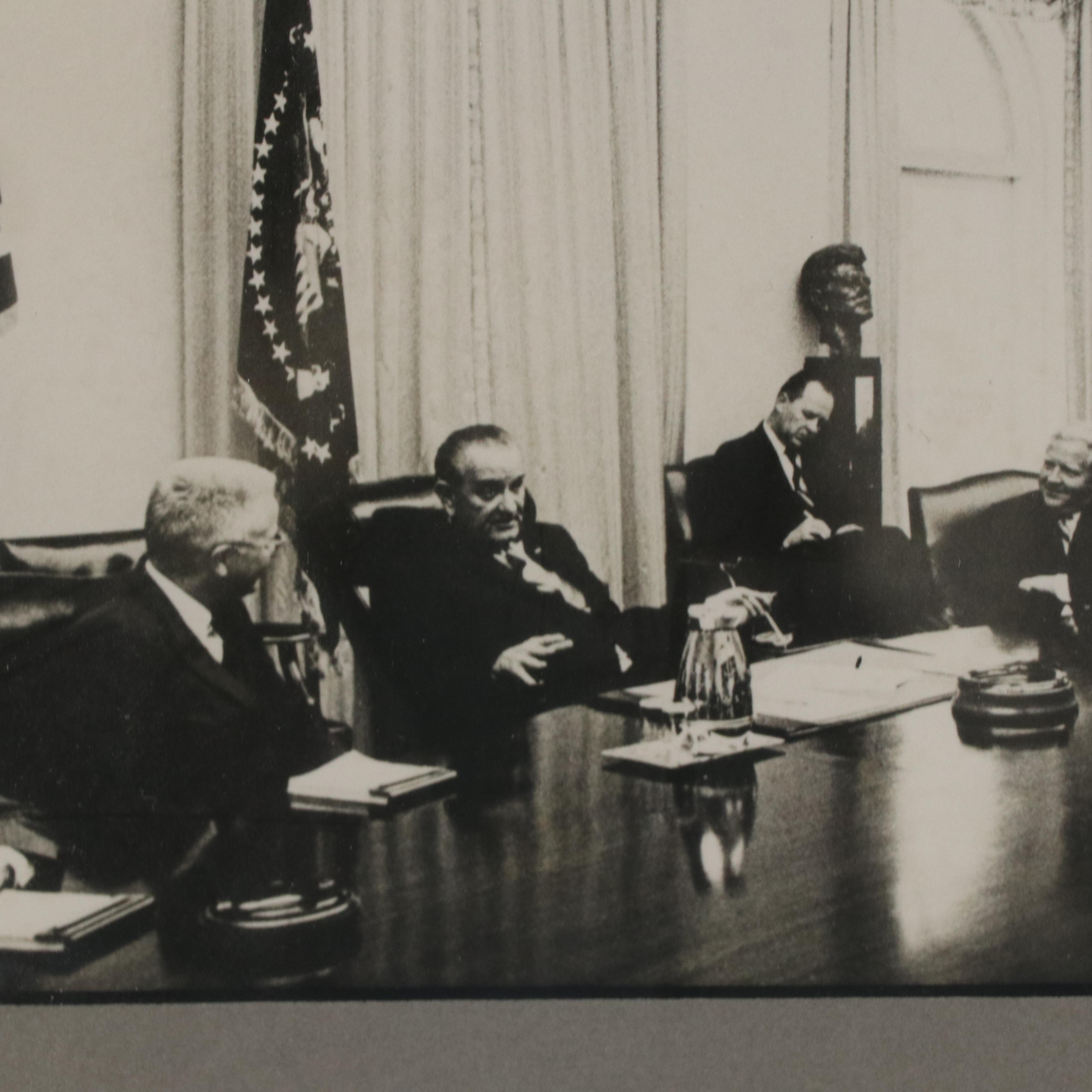 Photograph of Lyndon Baines Johnson and National Security Council Meeting