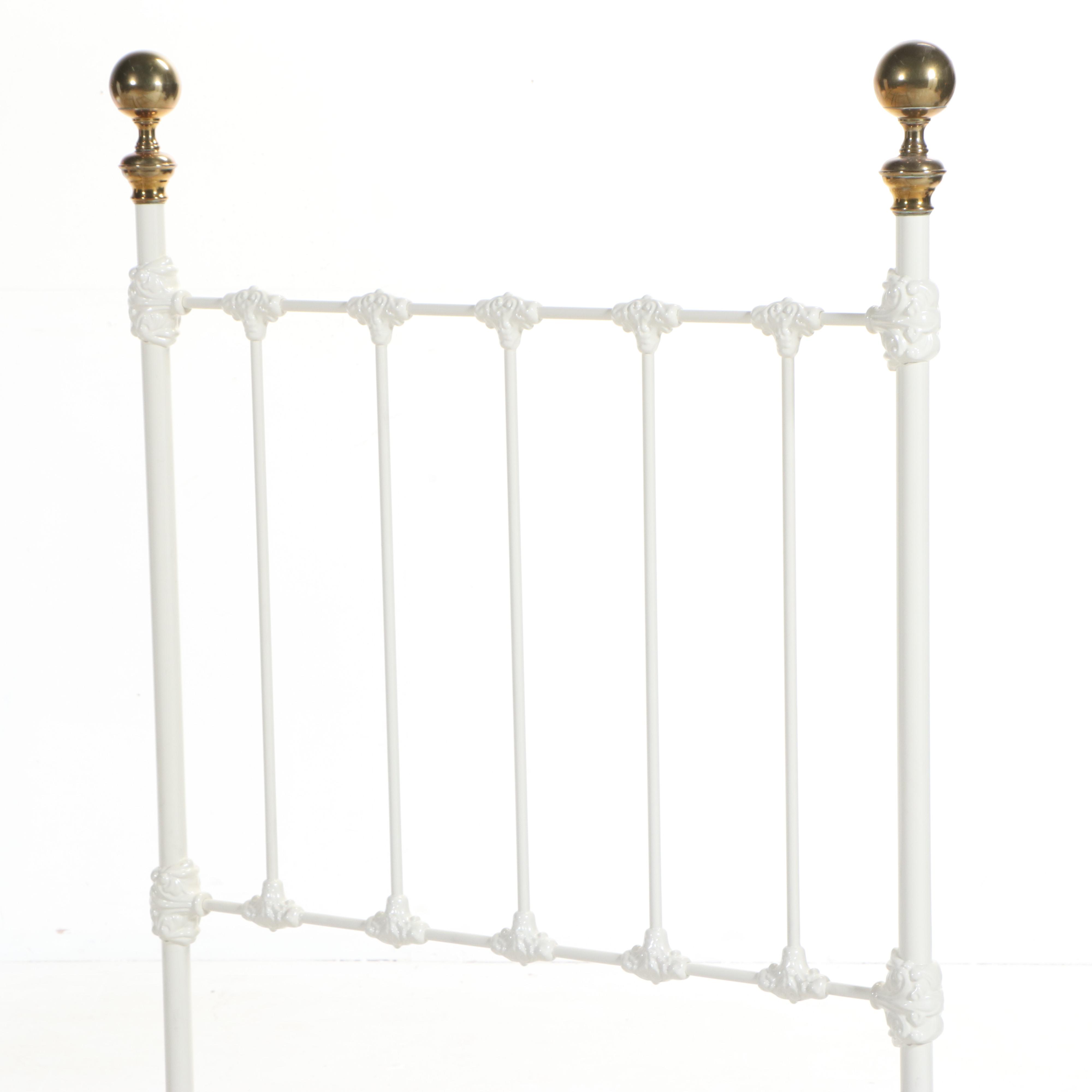 Pair of Brass Beds of Virginia Powder-Coated Iron and Brass Twin Size Bed Frames
