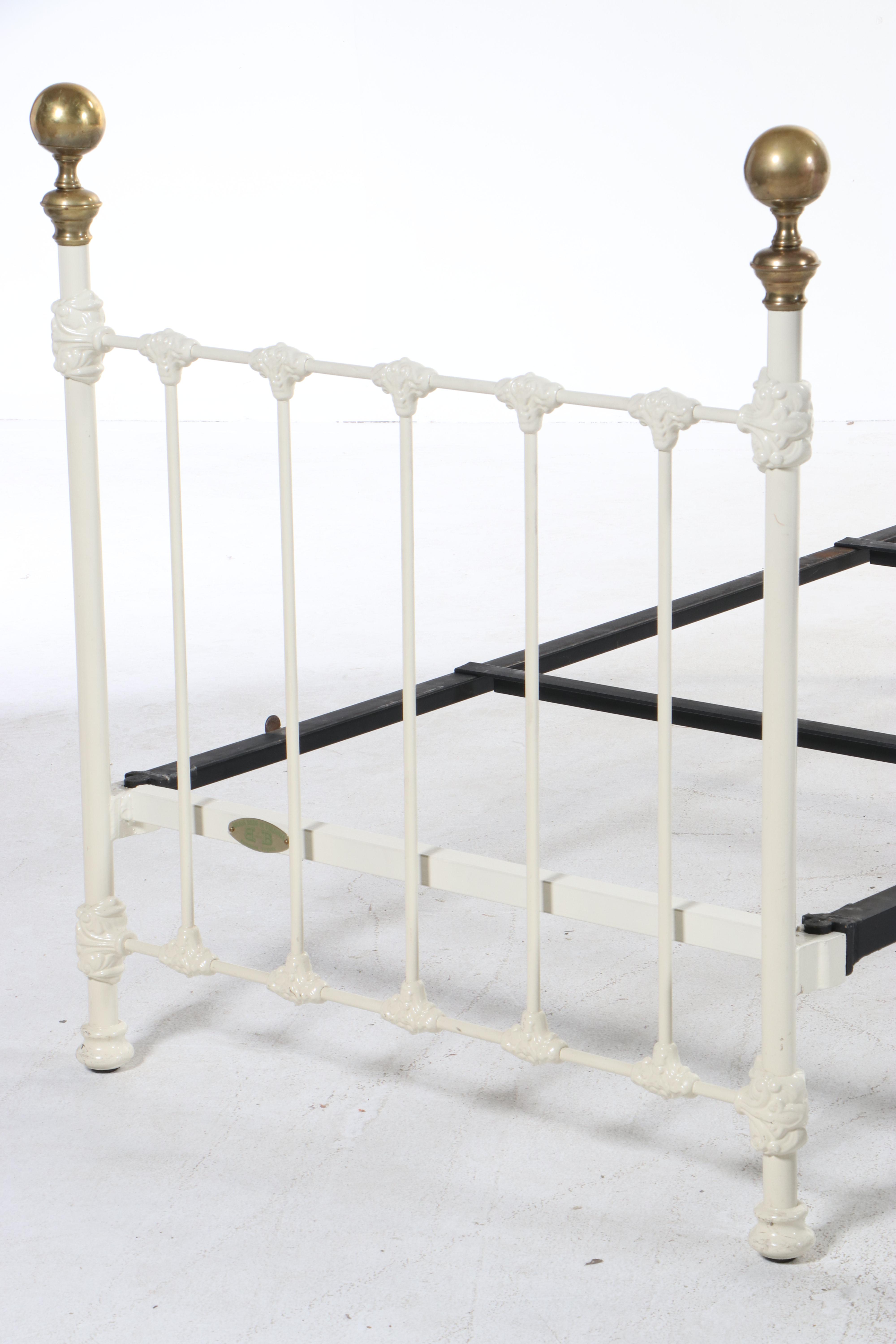 Pair of Brass Beds of Virginia Powder-Coated Iron and Brass Twin Size Bed Frames