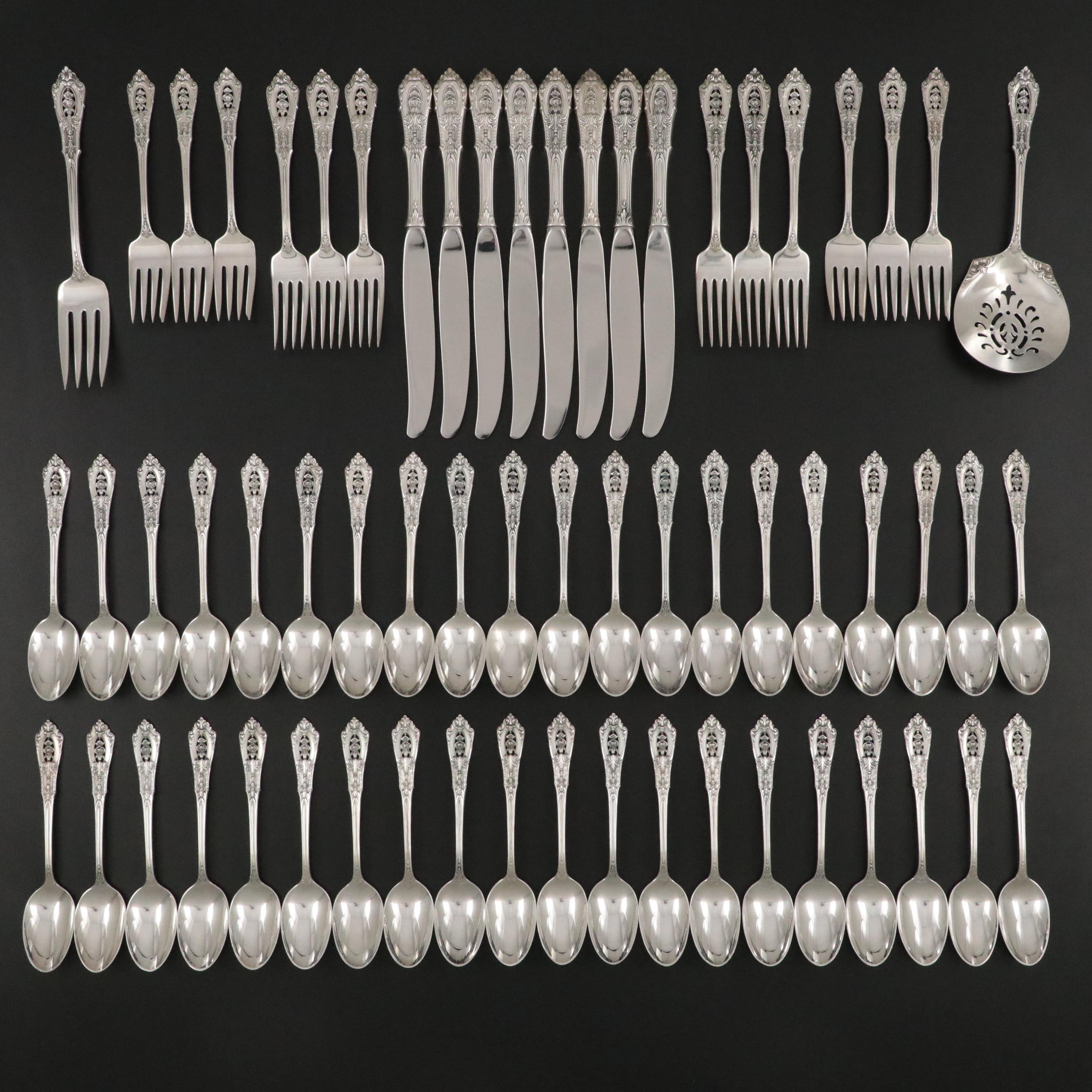 Wallace "Rose Point" Sterling Silver Flatware with Serving Utensils