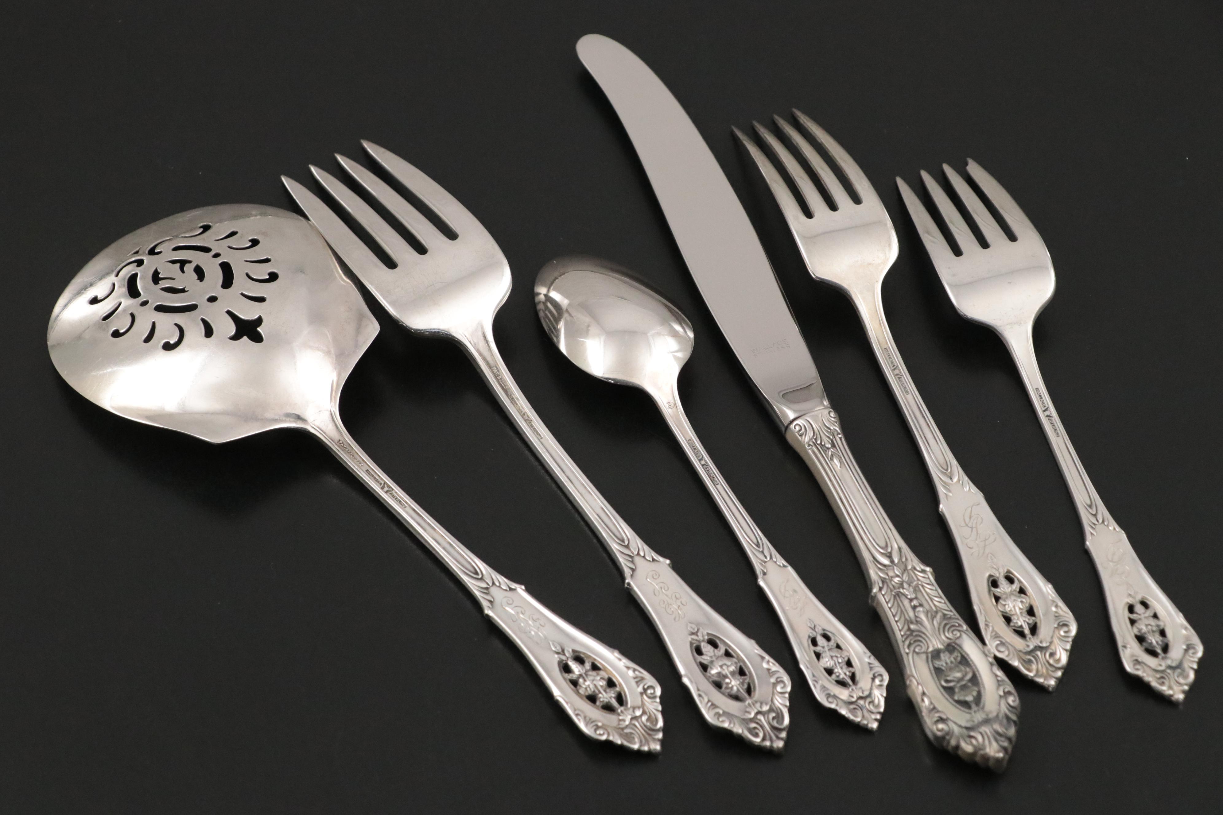 Wallace "Rose Point" Sterling Silver Flatware with Serving Utensils