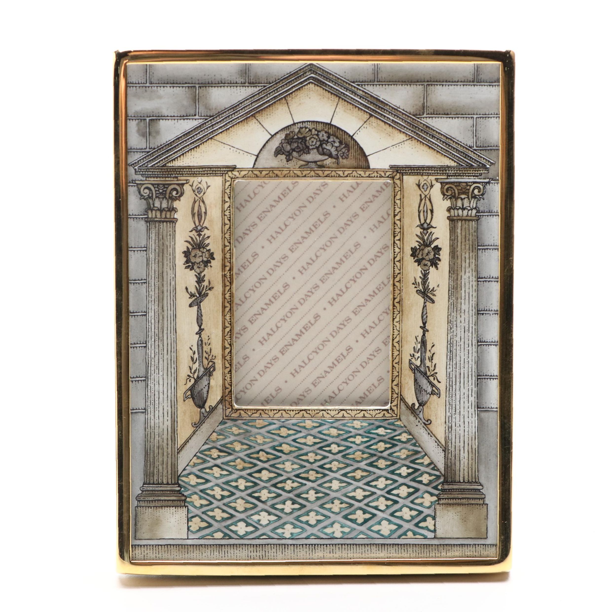 Halcyon Days Neoclassical Style Enameled Metal Tabletop Picture Frame